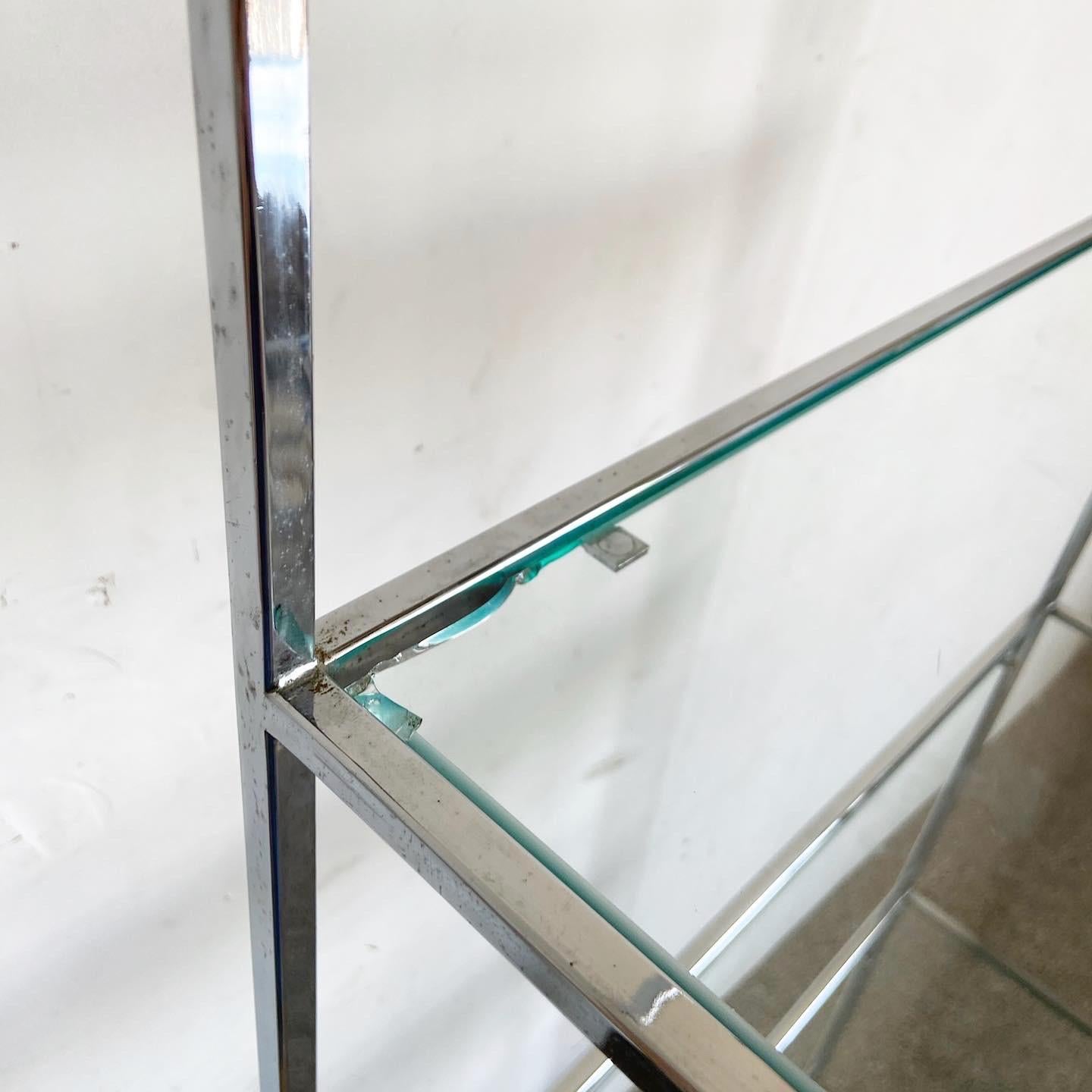 Postmodern Chrome and Glass Etagere - 4 Shelves For Sale 4