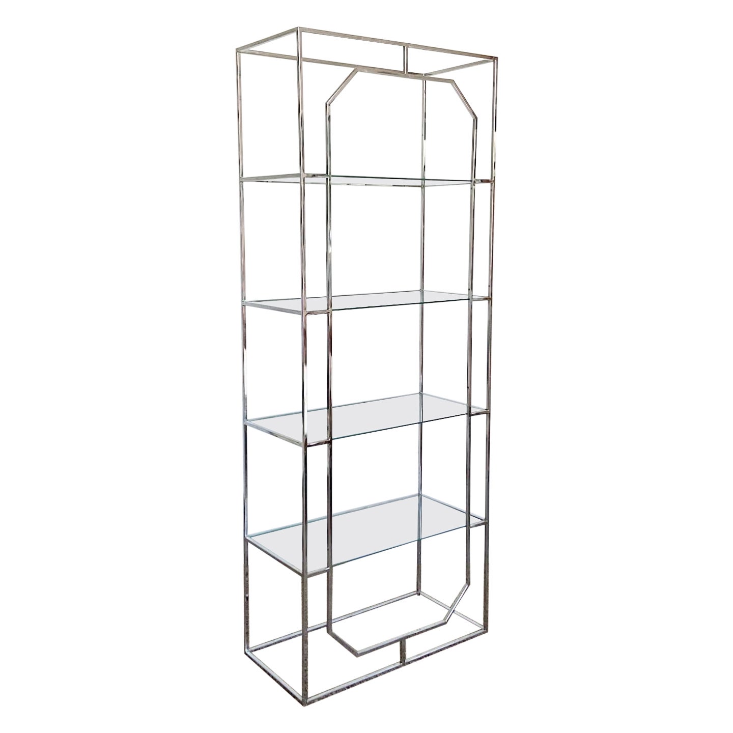 Postmodern Chrome and Glass Etagere - 4 Shelves