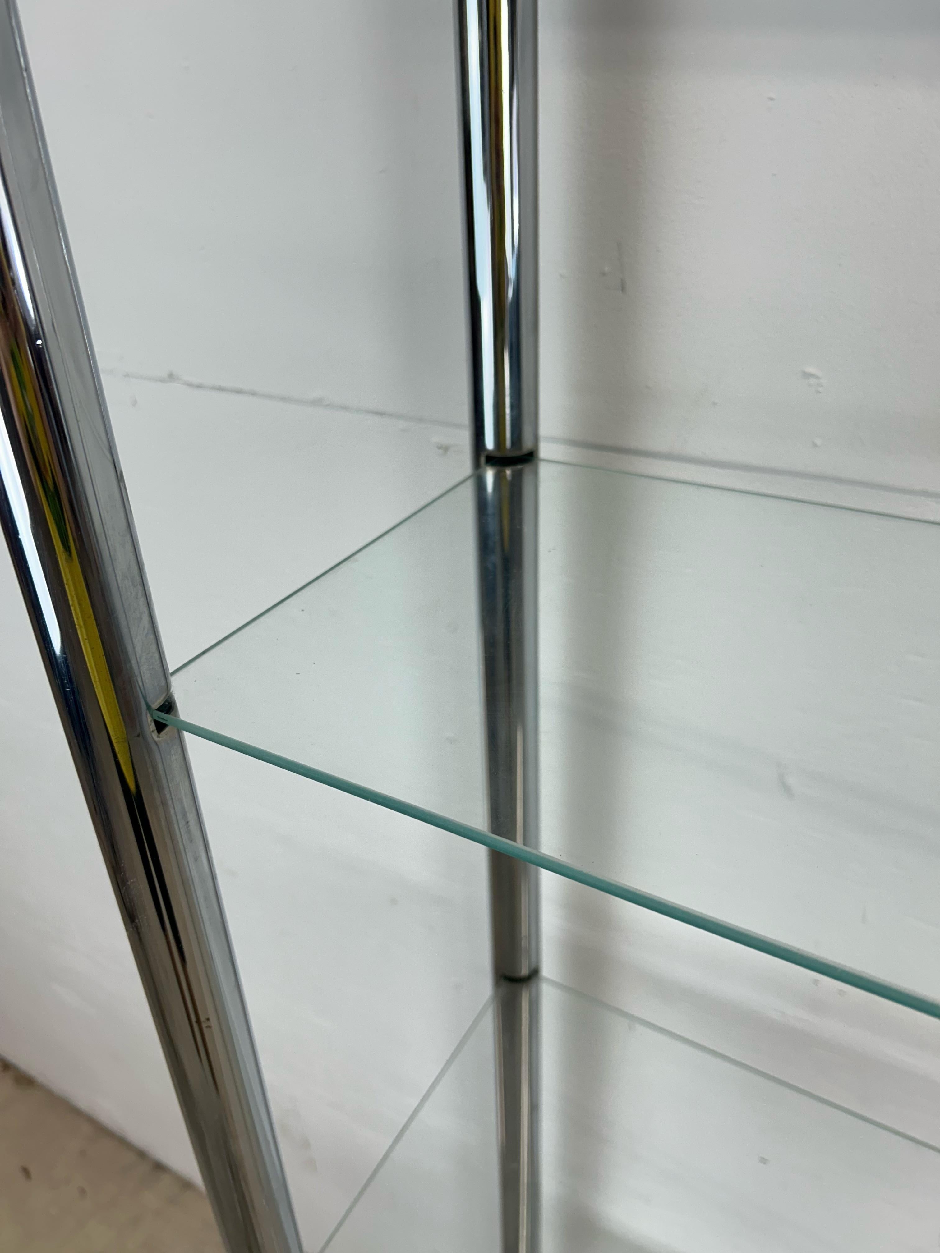 Postmodern Chrome and Glass Etagere 4
