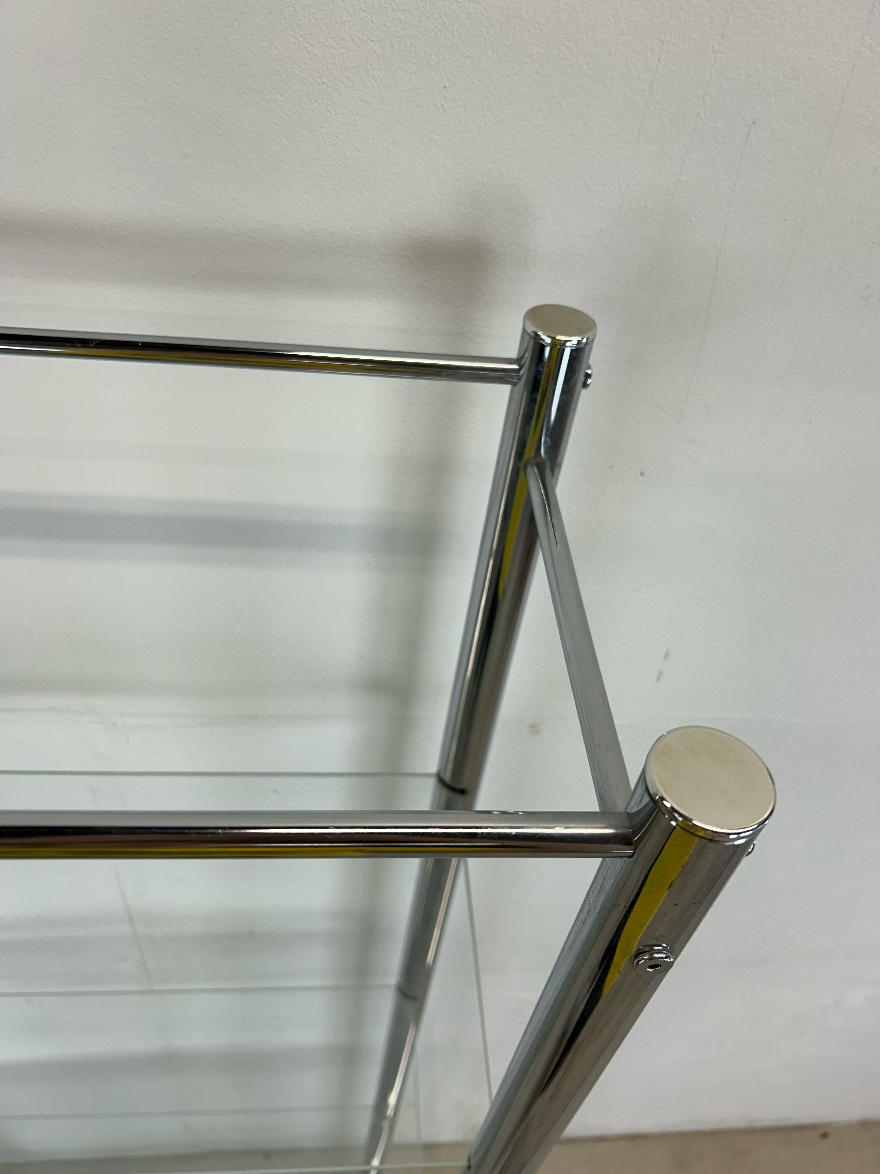 Postmodern Chrome and Glass Etagere 7