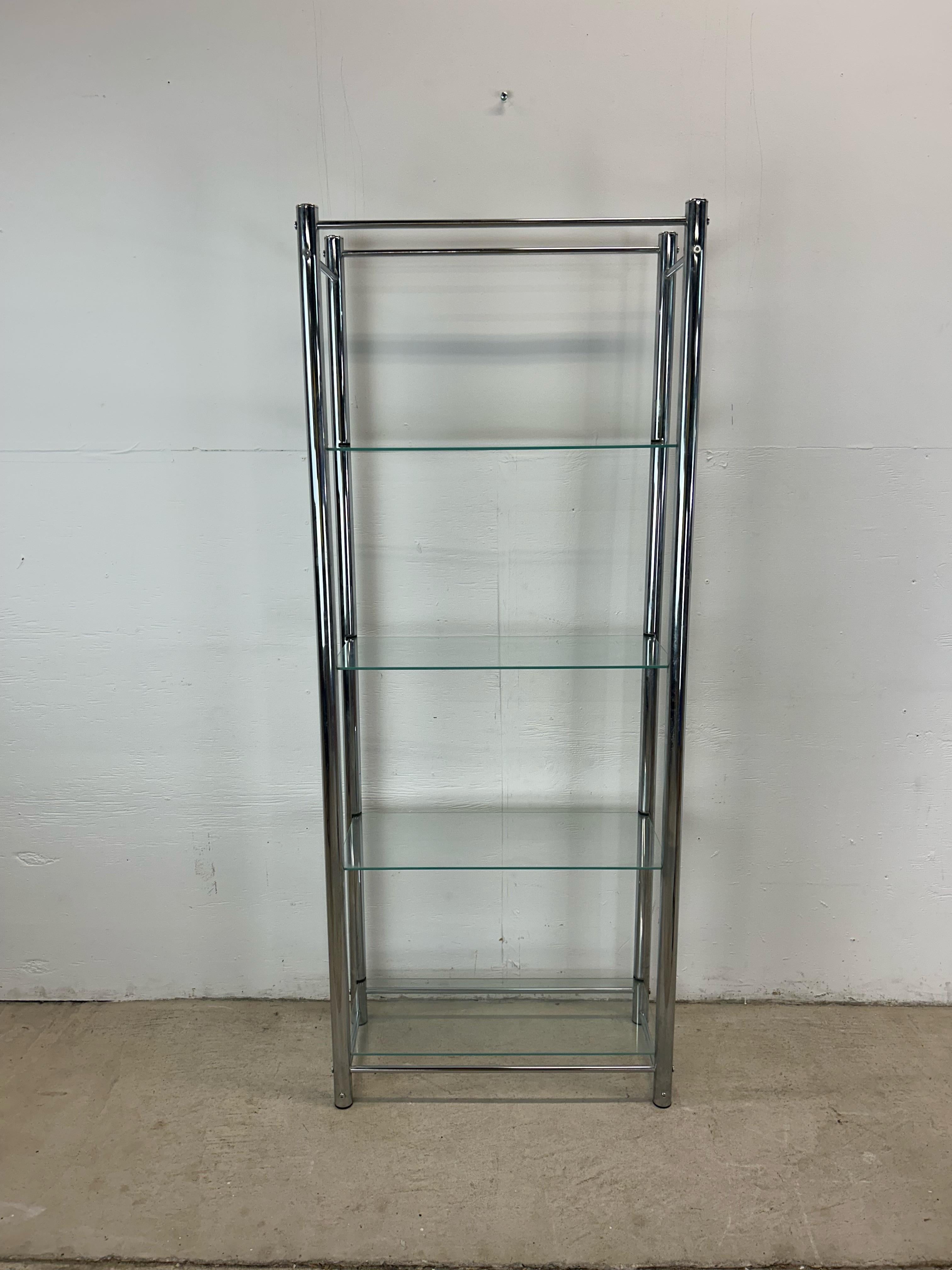 Postmodern Chrome and Glass Etagere 14