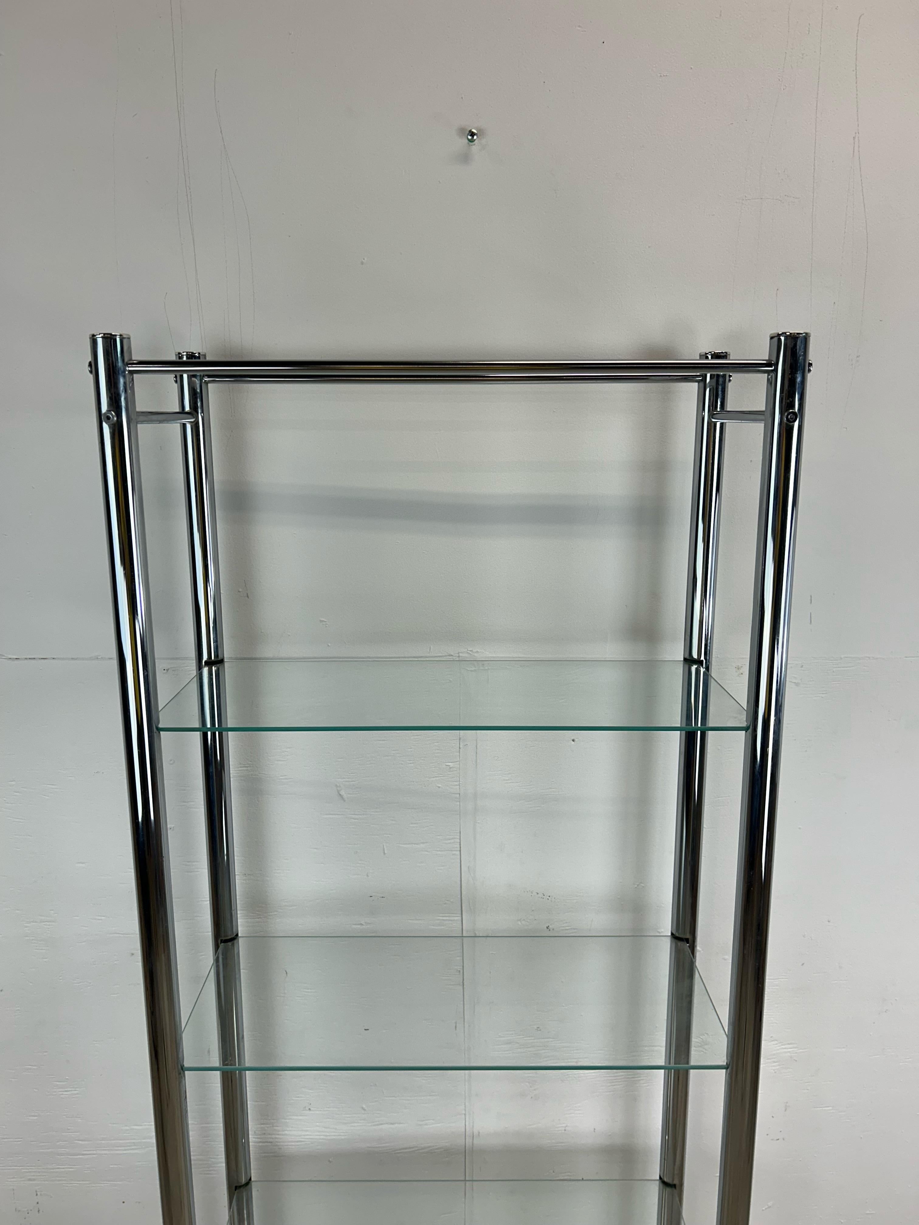 Post-Modern Postmodern Chrome and Glass Etagere