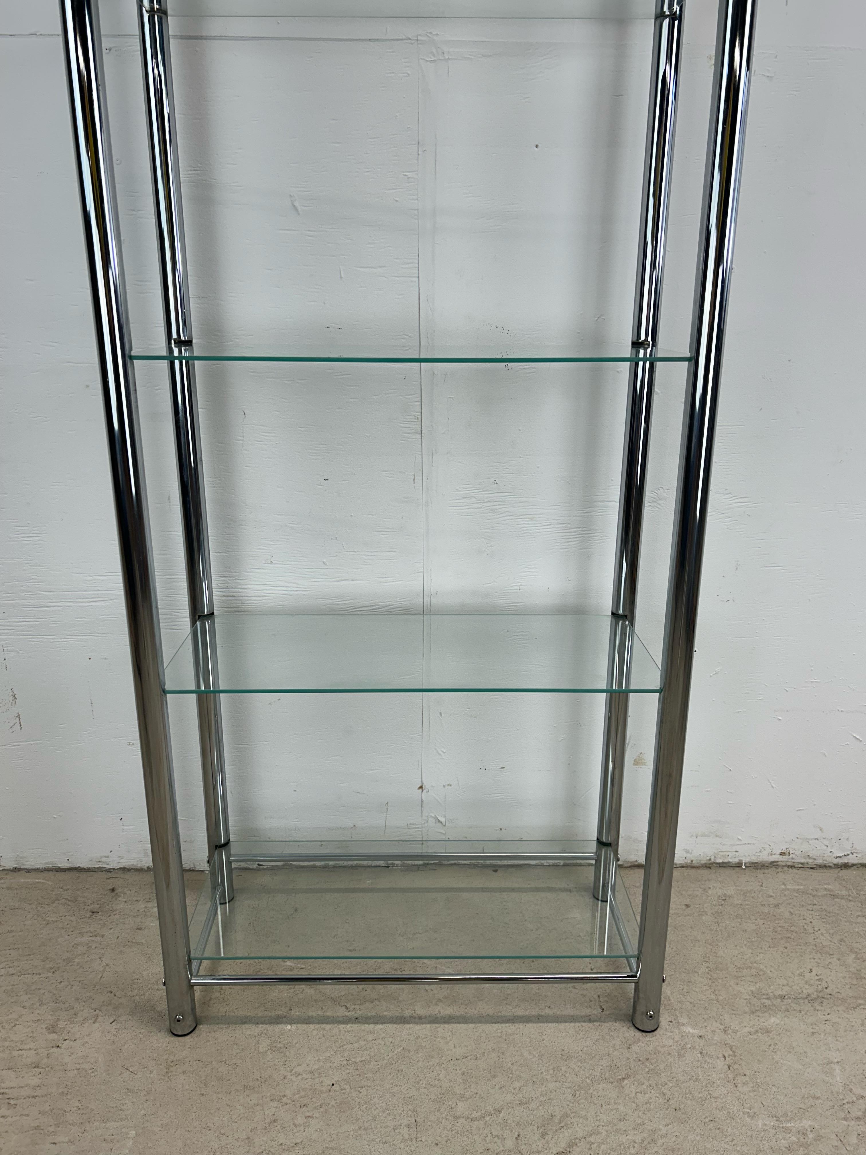 American Postmodern Chrome and Glass Etagere
