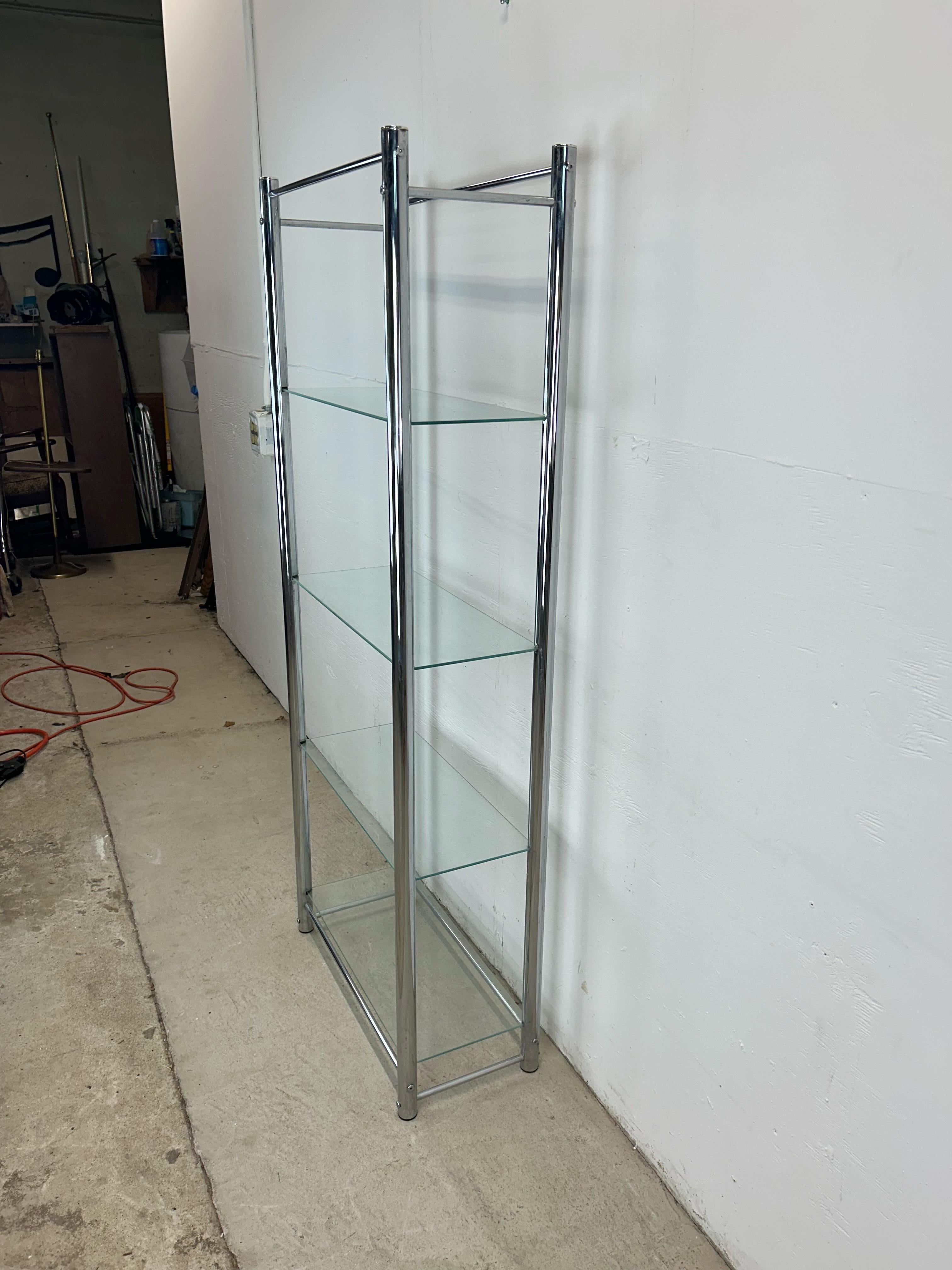 Postmodern Chrome and Glass Etagere In Good Condition In Freehold, NJ