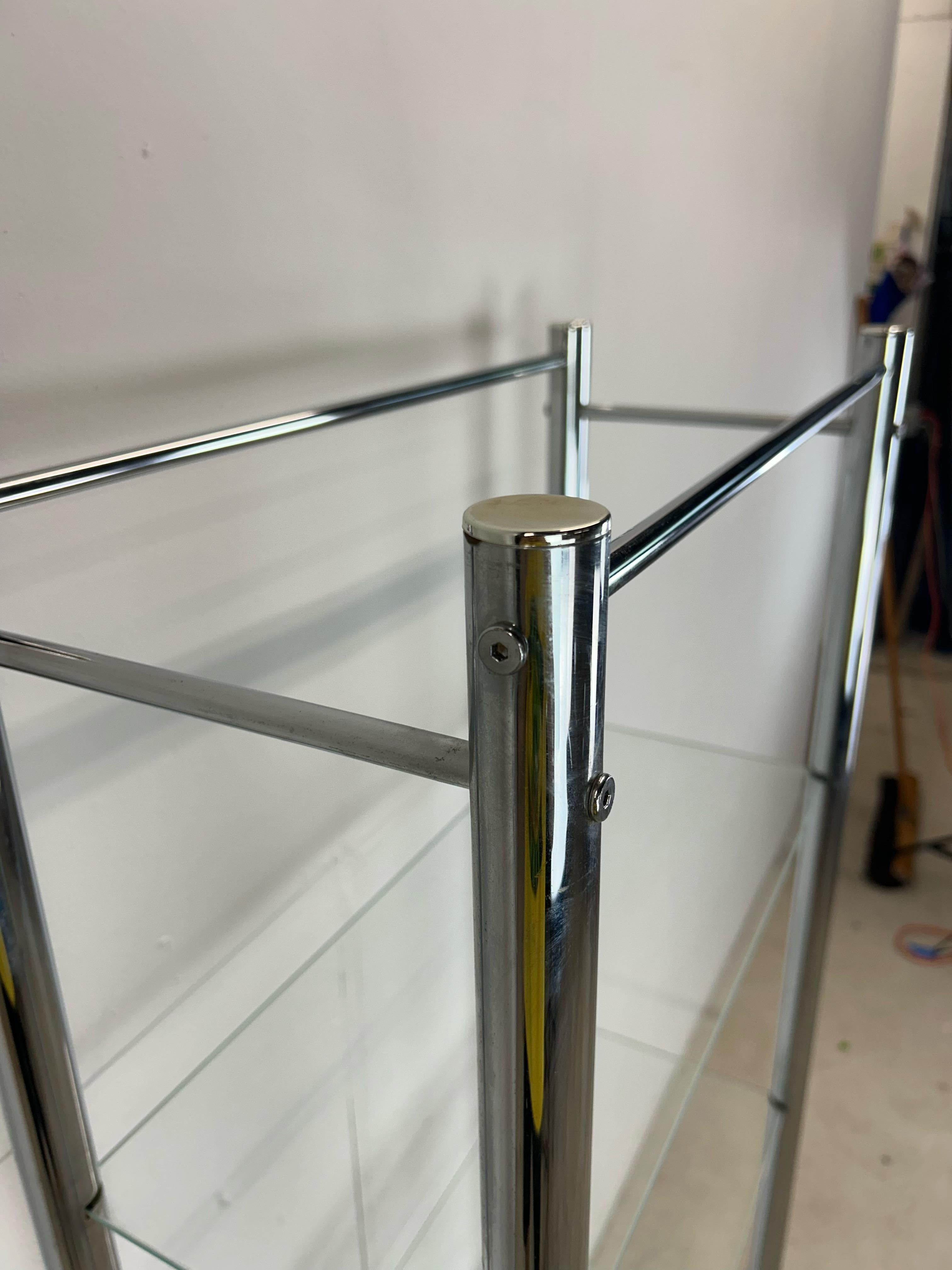 20th Century Postmodern Chrome and Glass Etagere