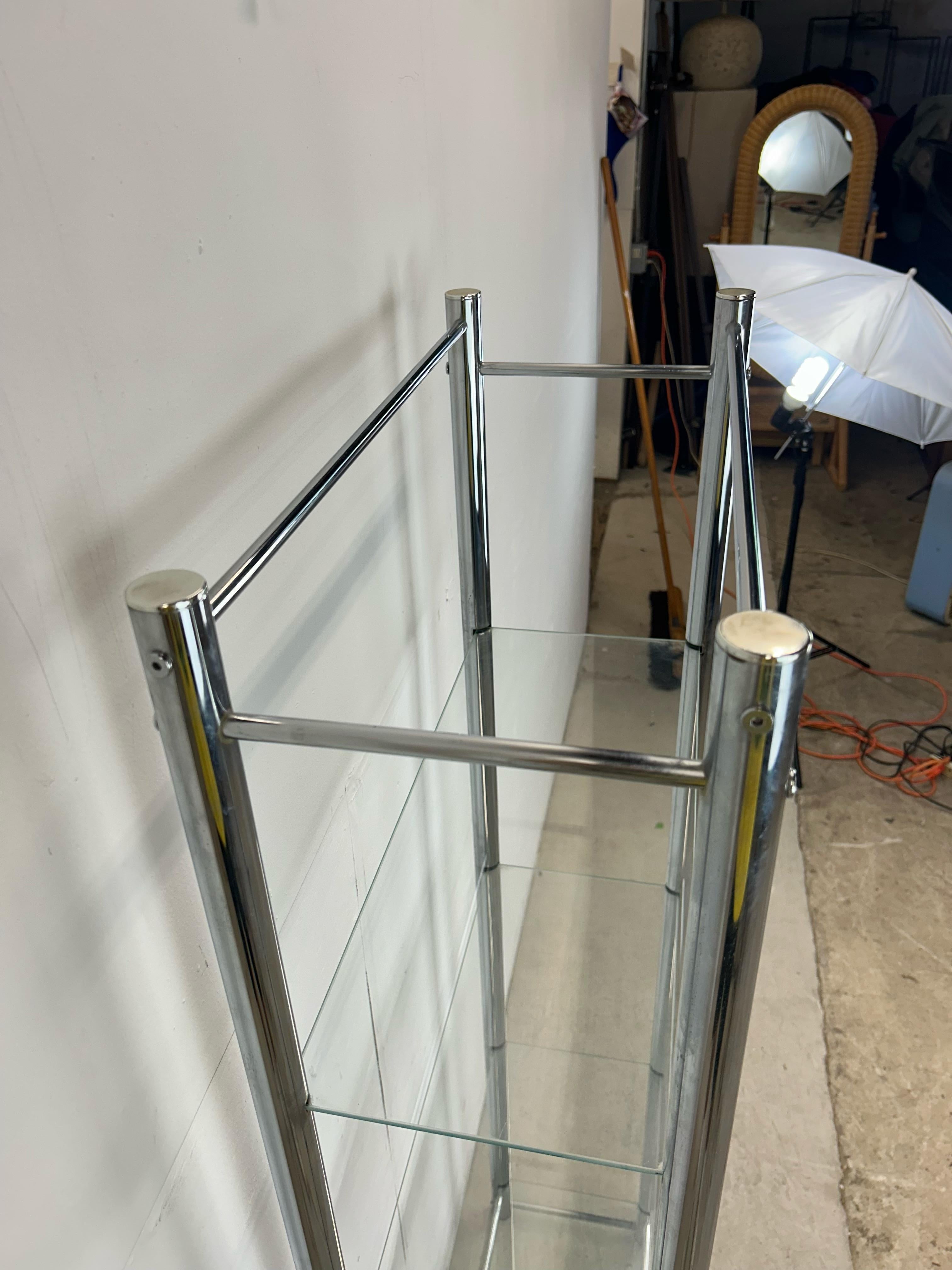 Postmodern Chrome and Glass Etagere 1