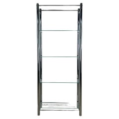 Postmodern Chrome and Glass Etagere