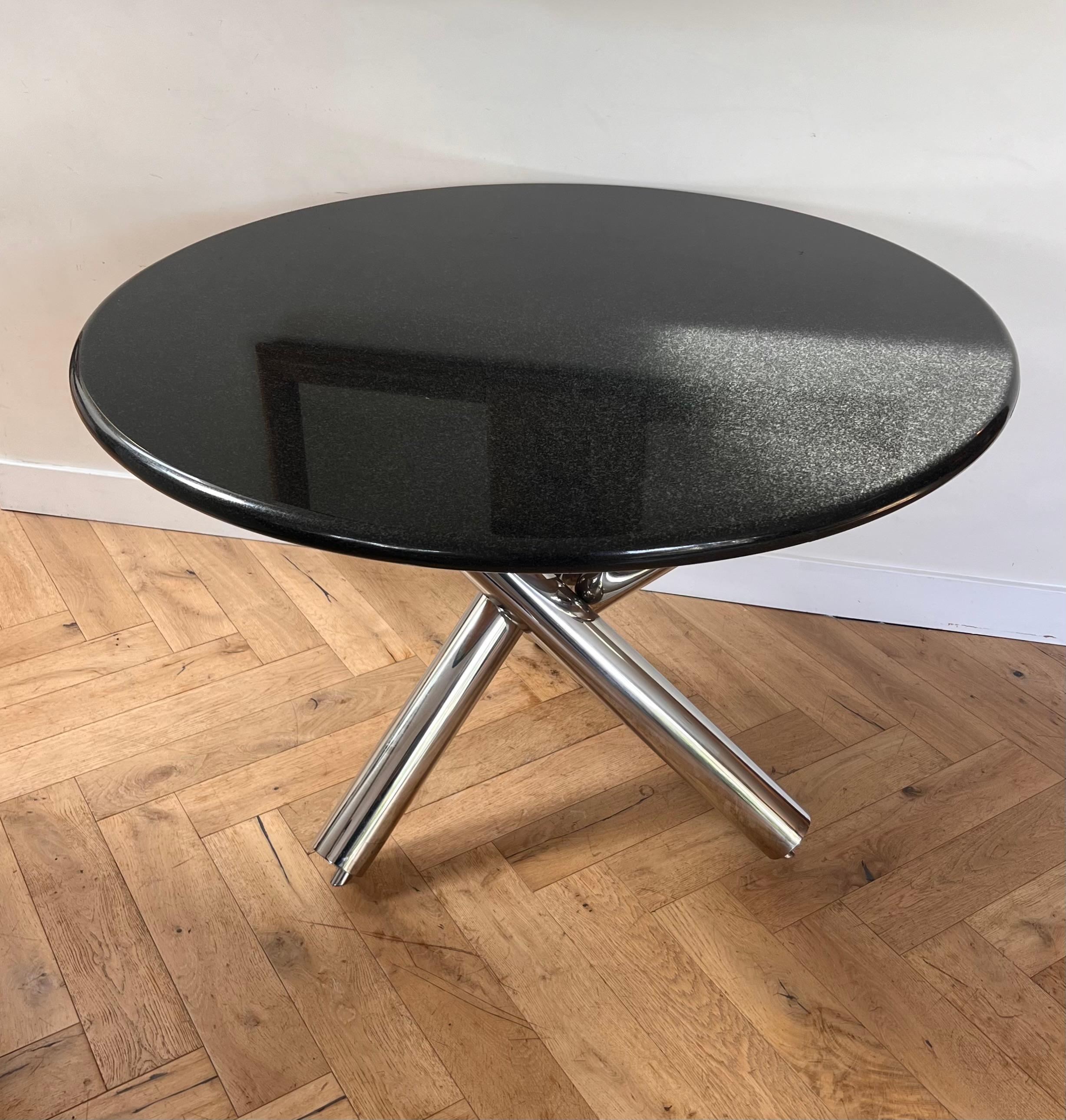 Postmodern chrome and granite circular dining table, late 20th century For Sale 10