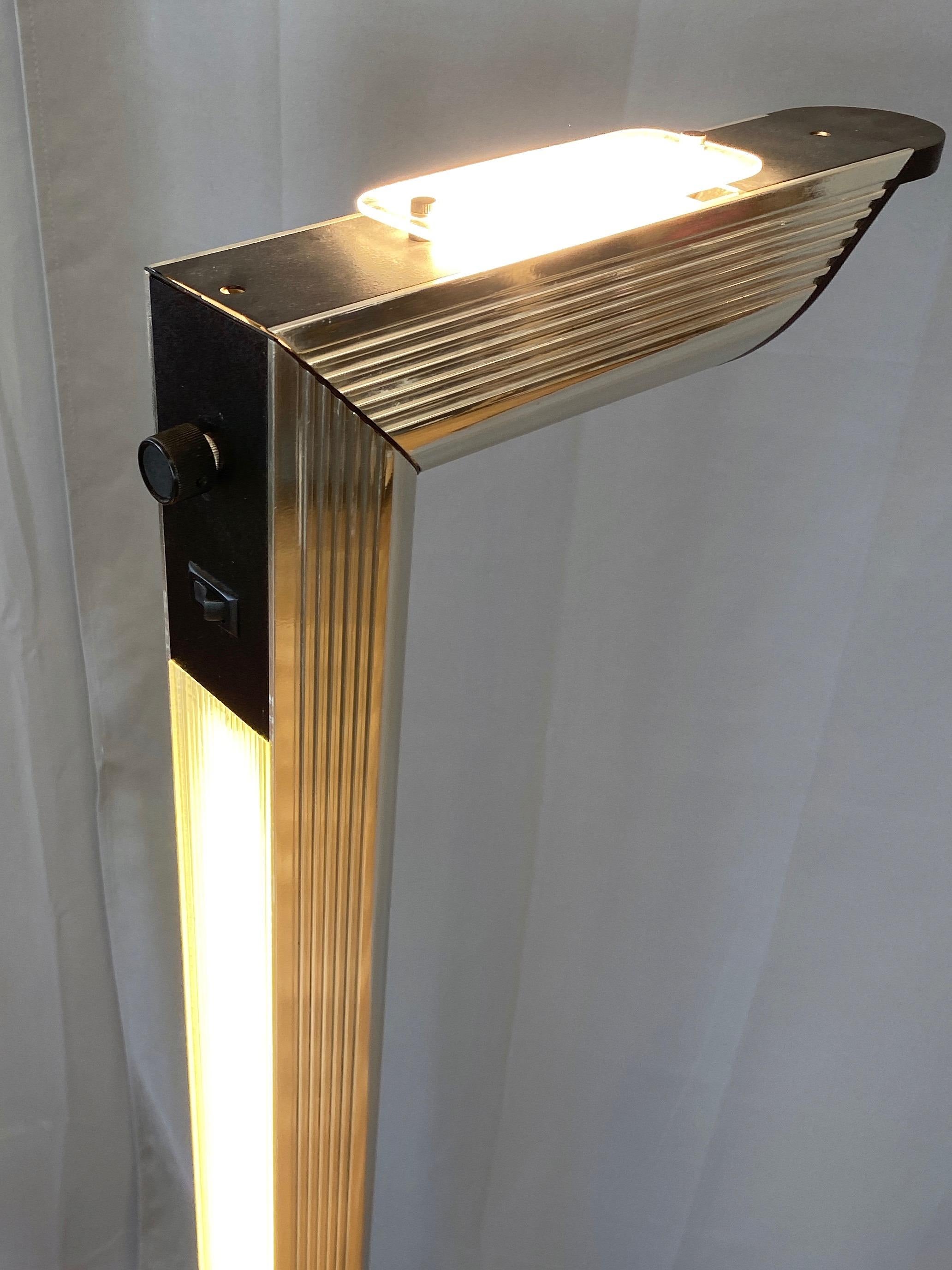 Postmodern Chrome and Marble Two-Light Torchiere Floor Lamp, 1980s 7