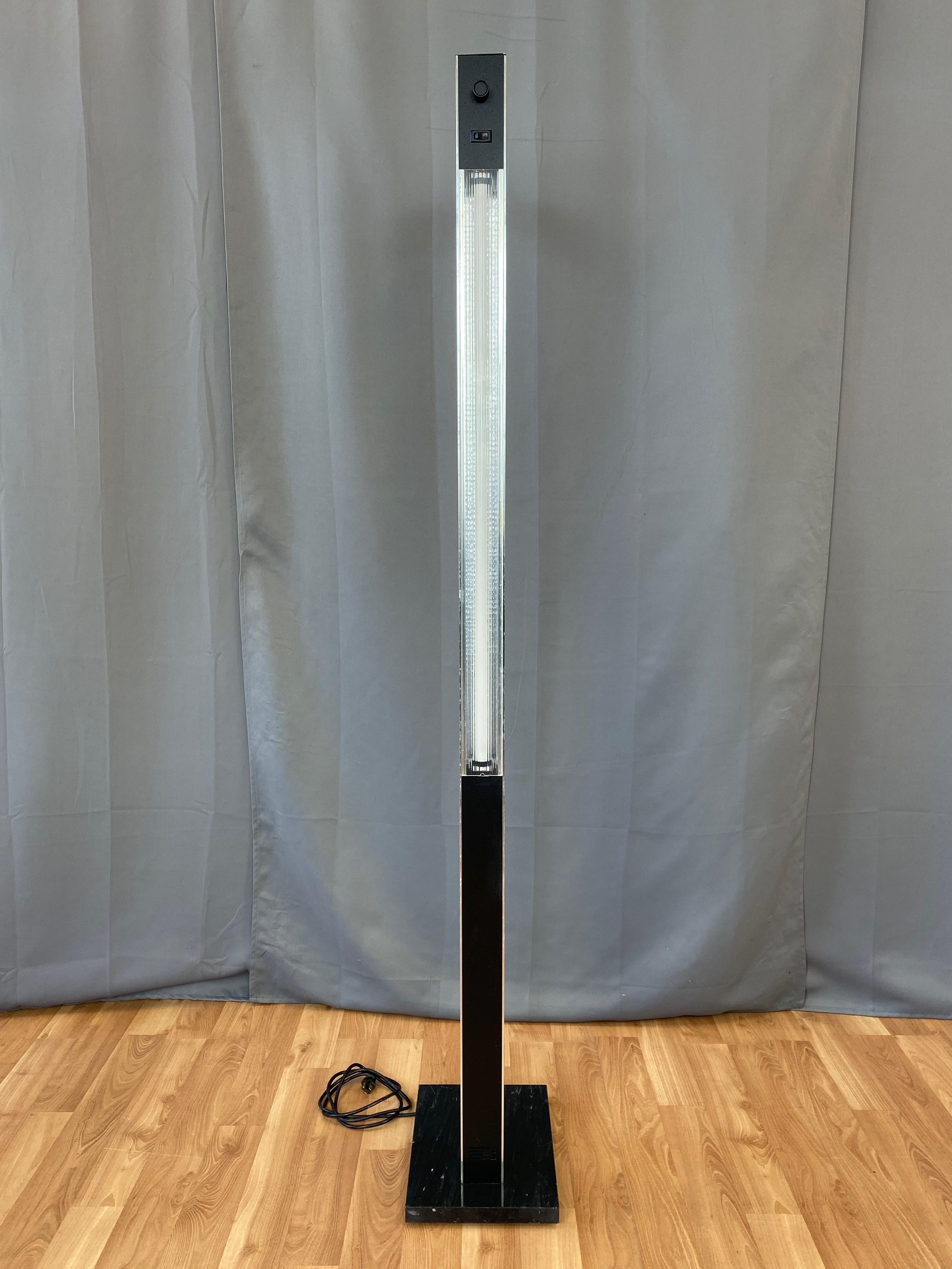Postmodern Chrome and Marble Two-Light Torchiere Floor Lamp, 1980s In Good Condition In San Francisco, CA