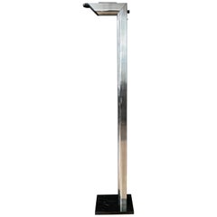 Postmodern Chrome and Marble Two-Light Torchiere Floor Lamp, 1980s