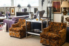 Postmodern Chrome and Smoked Glass Two Tier Bar Cart with Caster Wheels