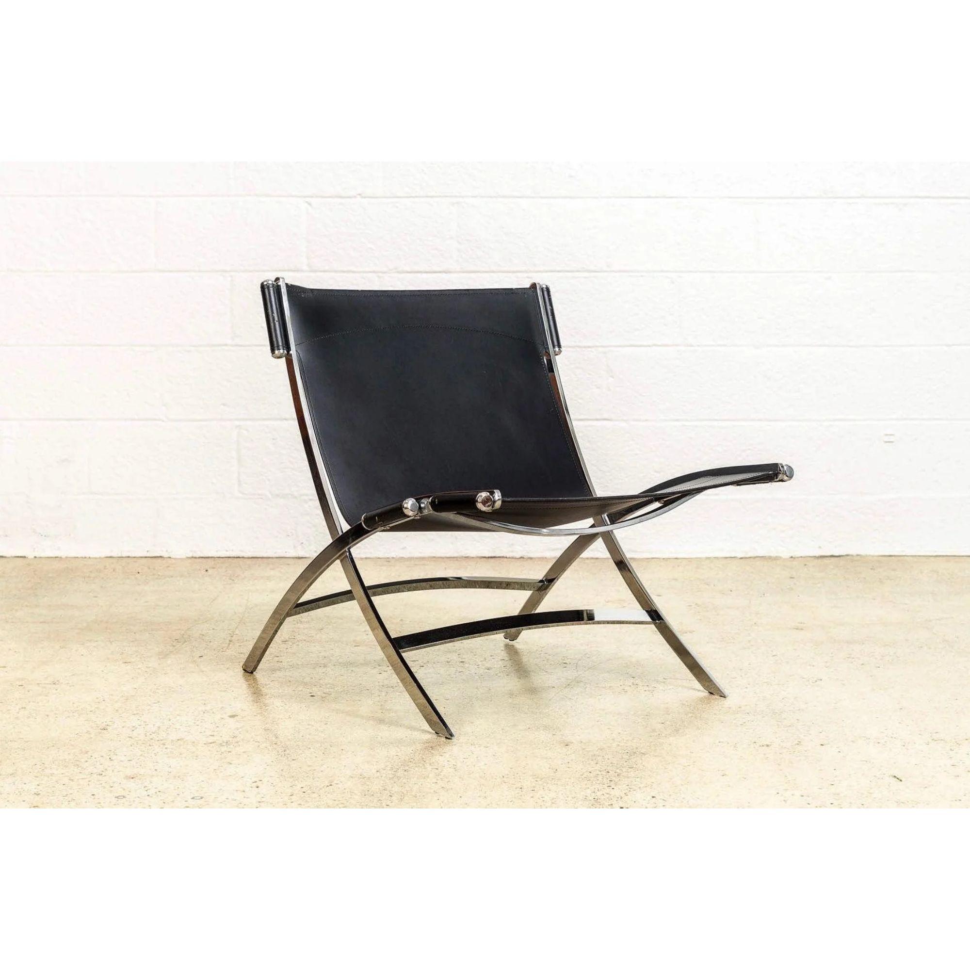 Postmodern Chrome & Black Leather Timeless Lounge Chairs by Antonio Citterio For Sale 2