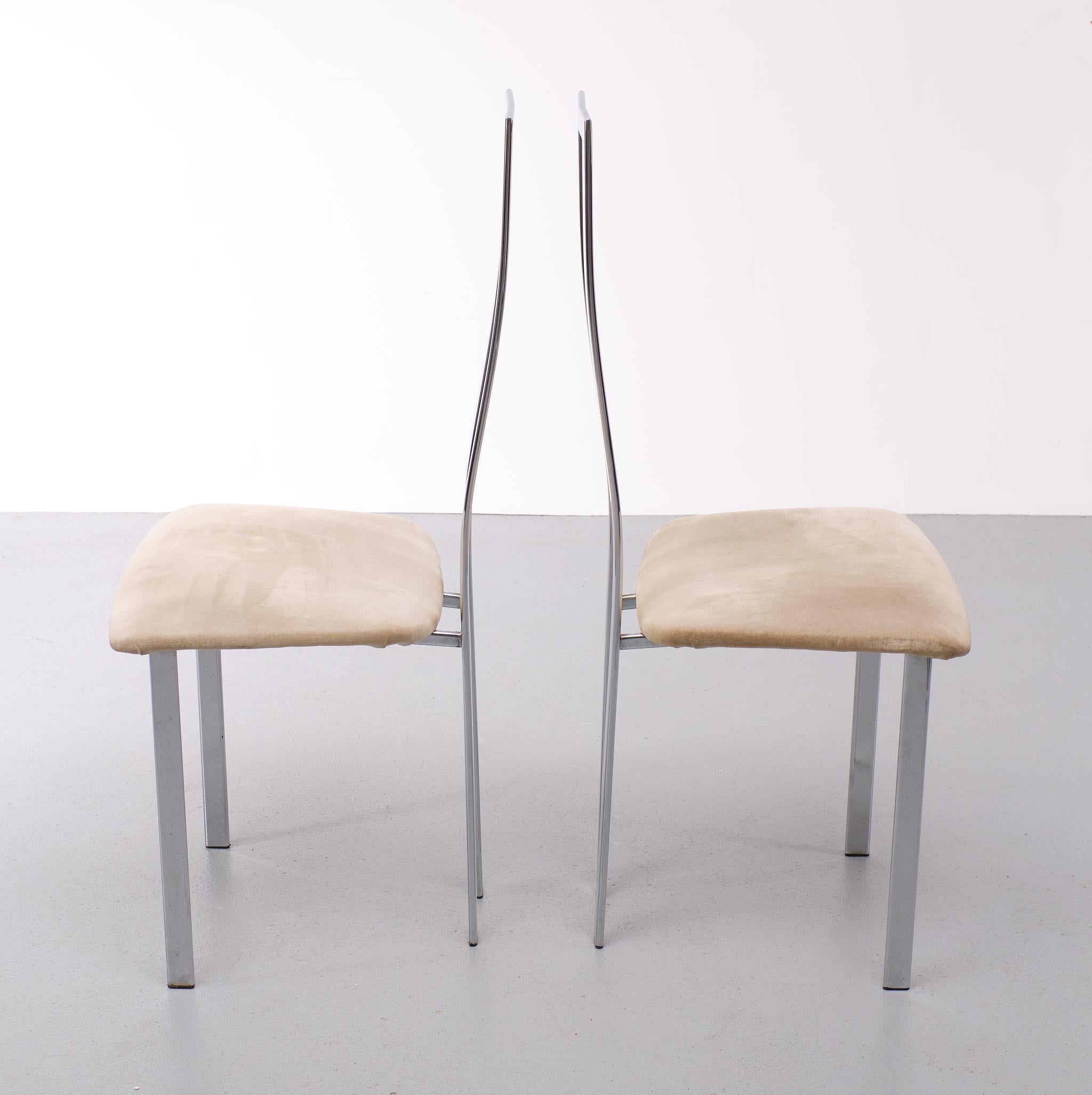 Italian Postmodern Chrome Chairs Maurizio Cattelan, Italy, 1980s For Sale