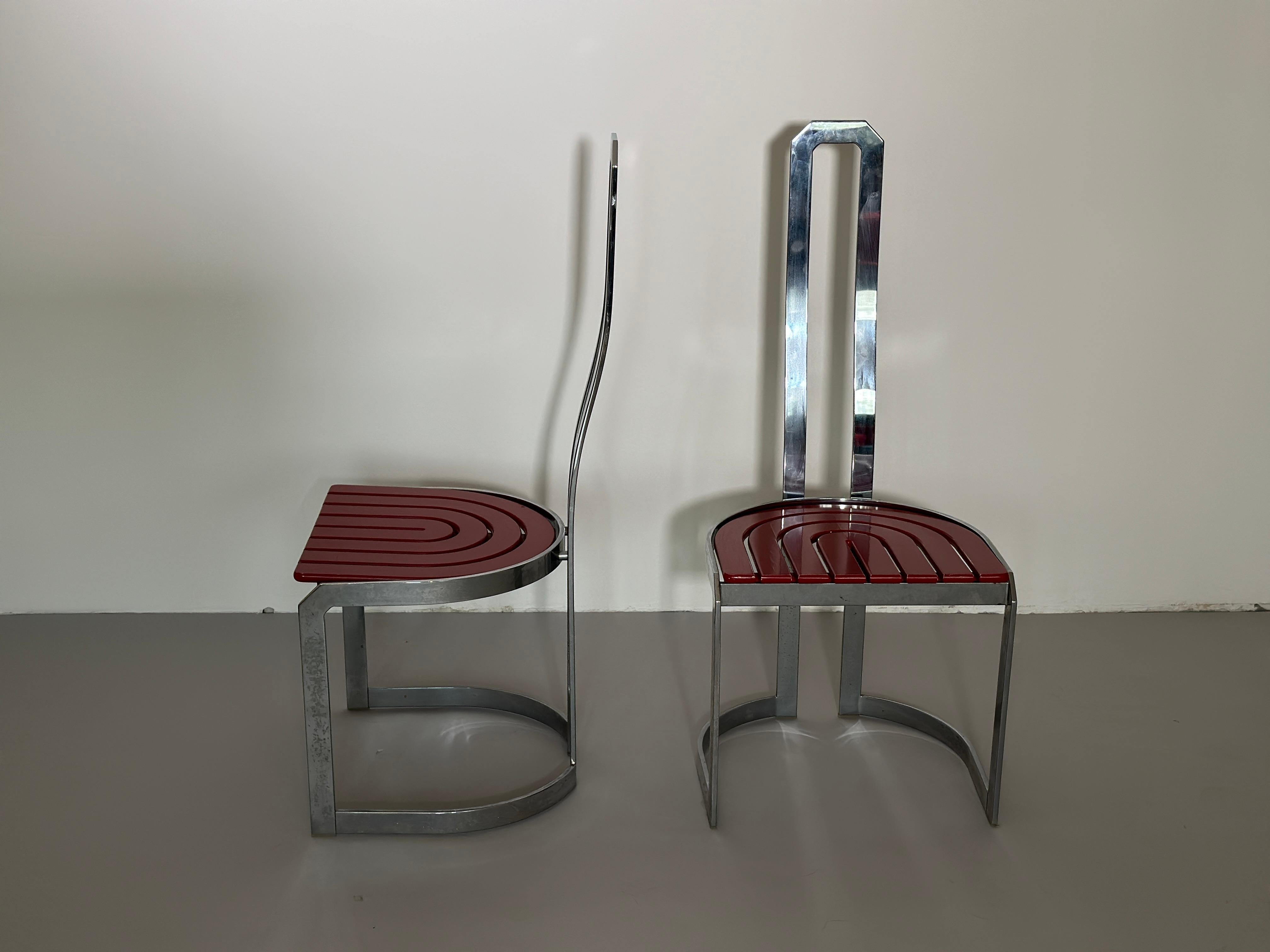 Post-Modern Postmodern Chrome Dining Chairs, 1980s For Sale