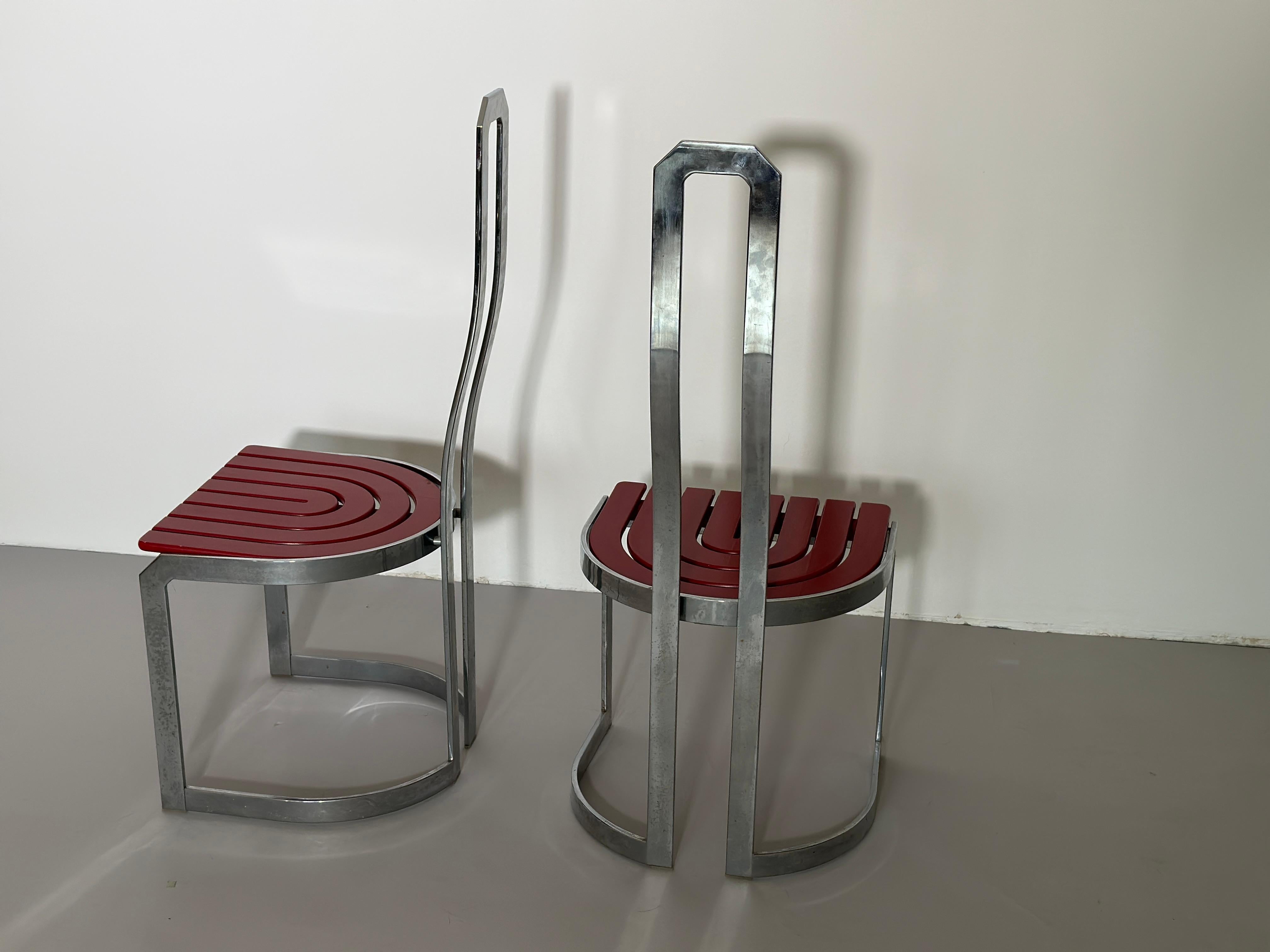 Italian Postmodern Chrome Dining Chairs, 1980s For Sale