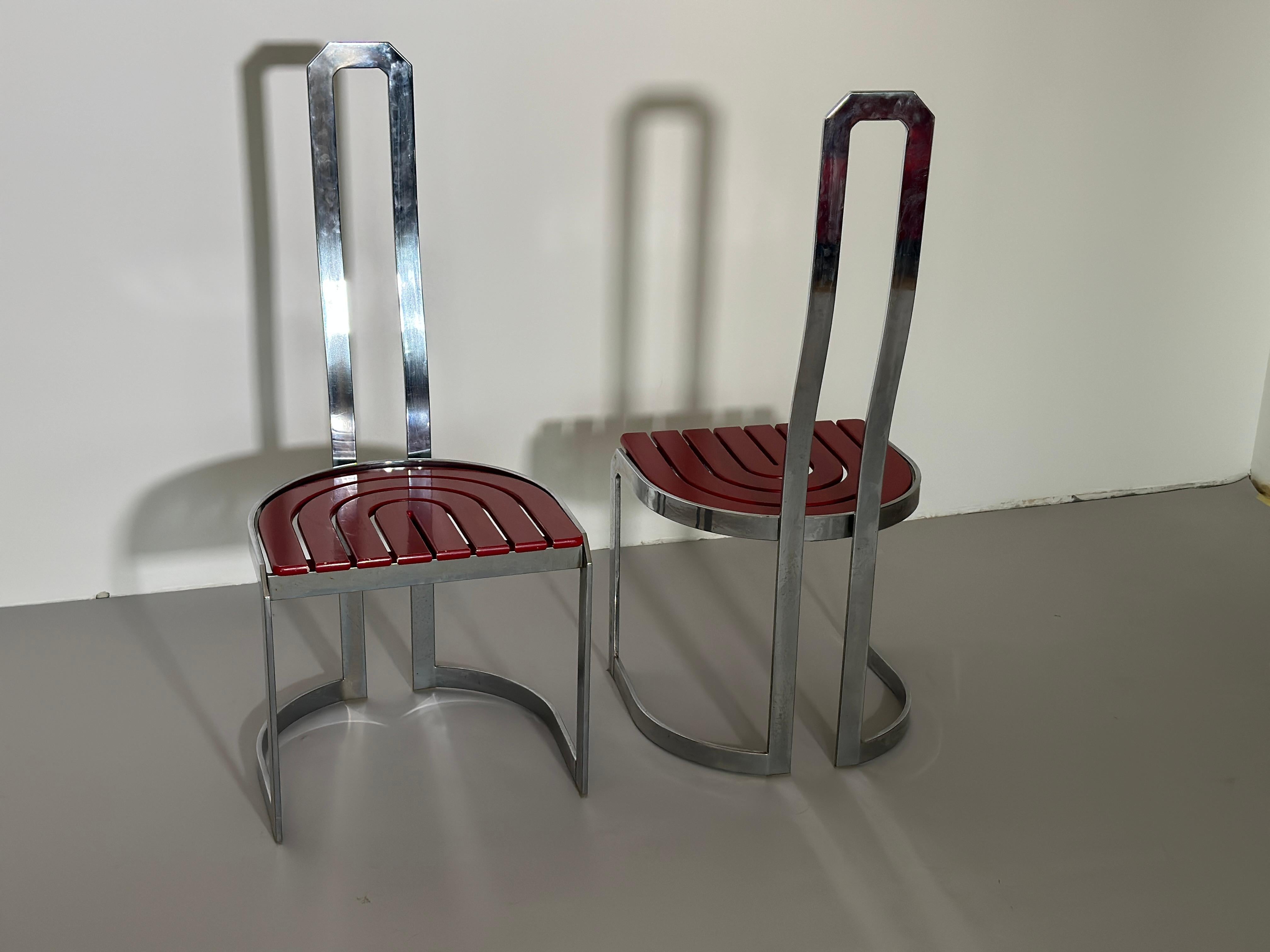 Postmodern Chrome Dining Chairs, 1980s For Sale 1