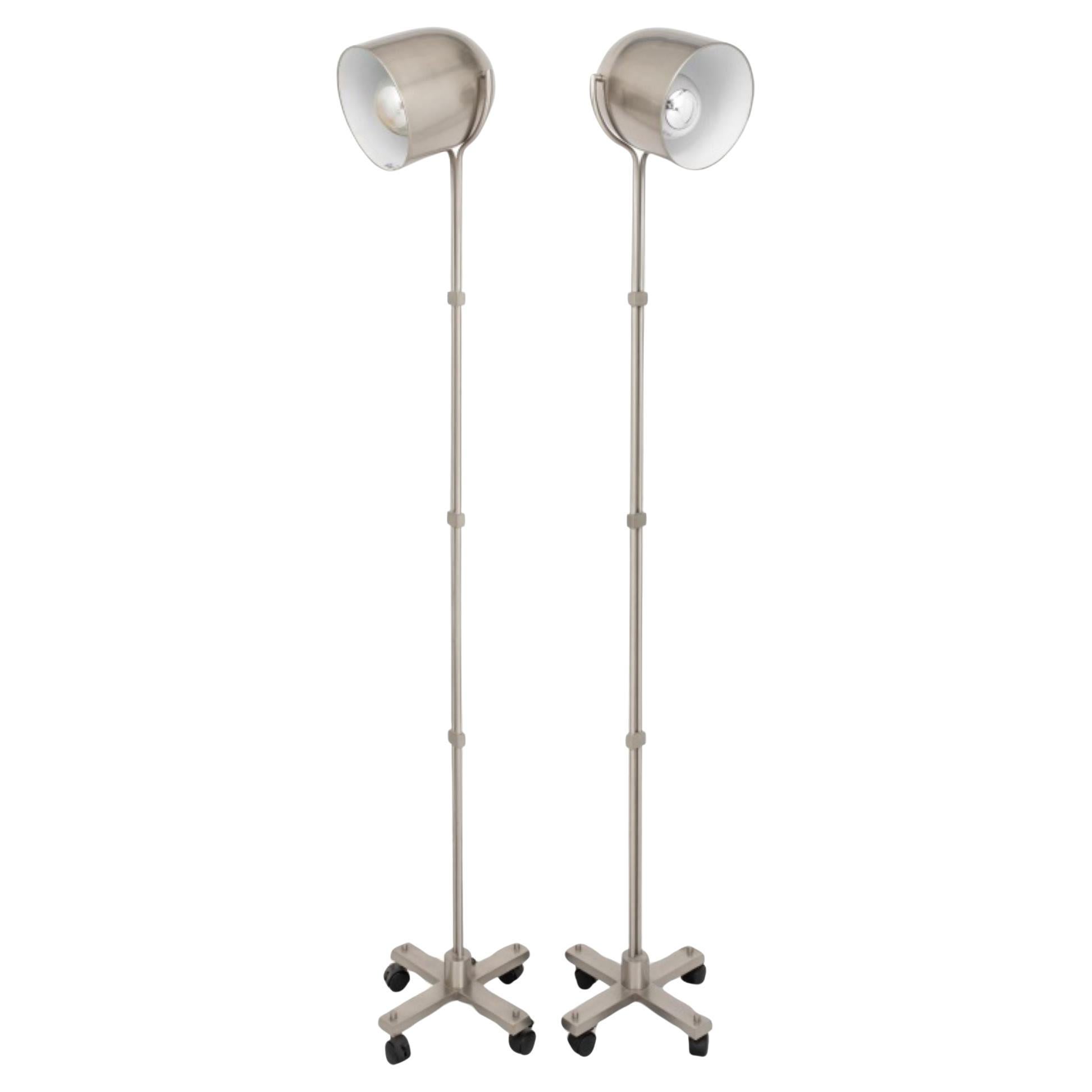 Postmodern Chrome Floor Lamps, Pair