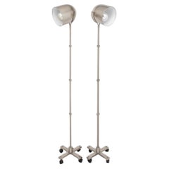 Vintage Postmodern Chrome Floor Lamps, Pair