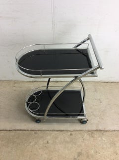Postmodern Chrome & Glass Wheeled Bar Cart