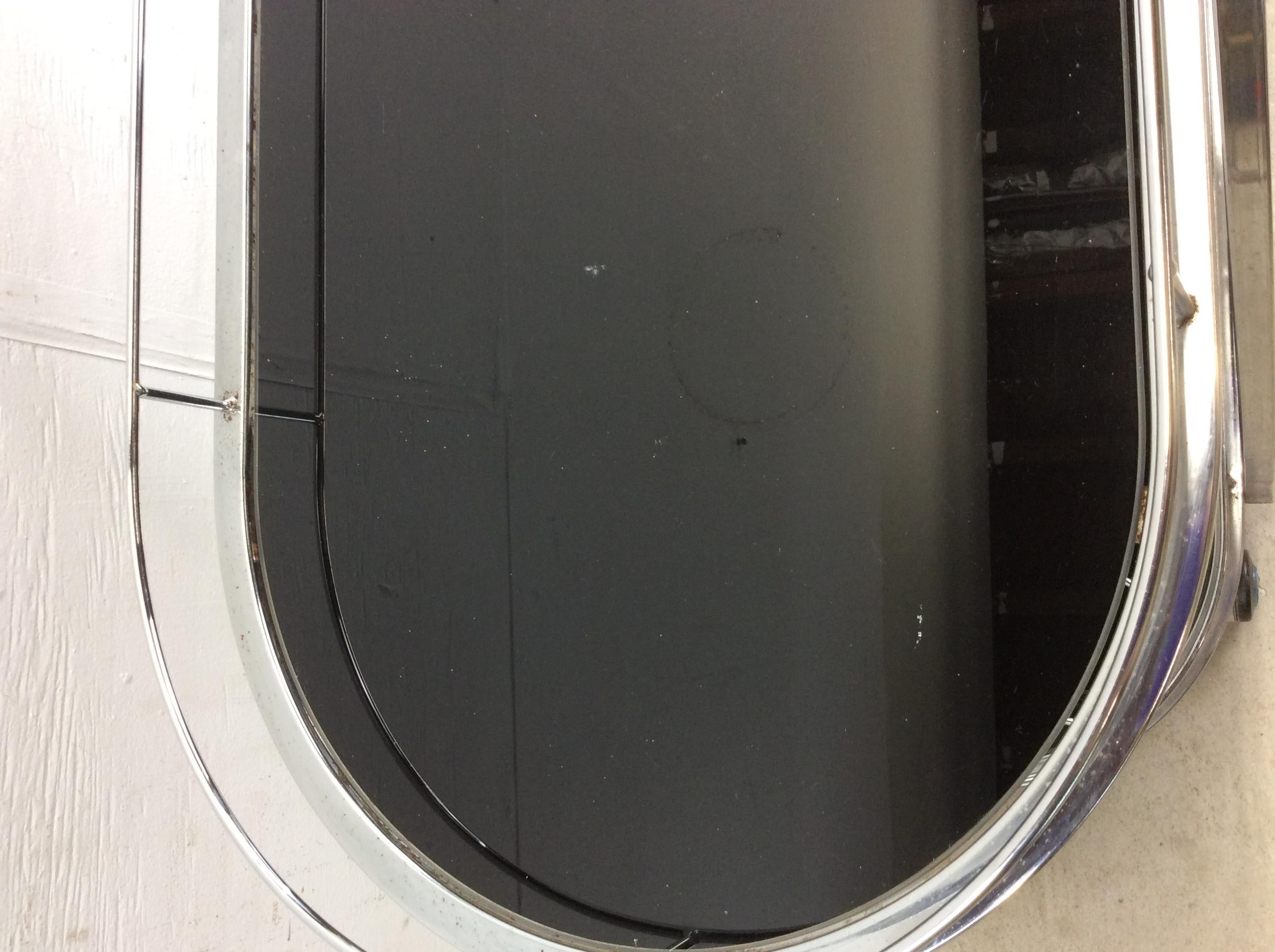 Carrito de bar con ruedas postmoderno de cromo y cristal siglo XX en venta