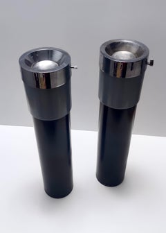 Postmodern Chrome-Plated and Varnished Metal Ashtray Stand by Stilnovo, Italy