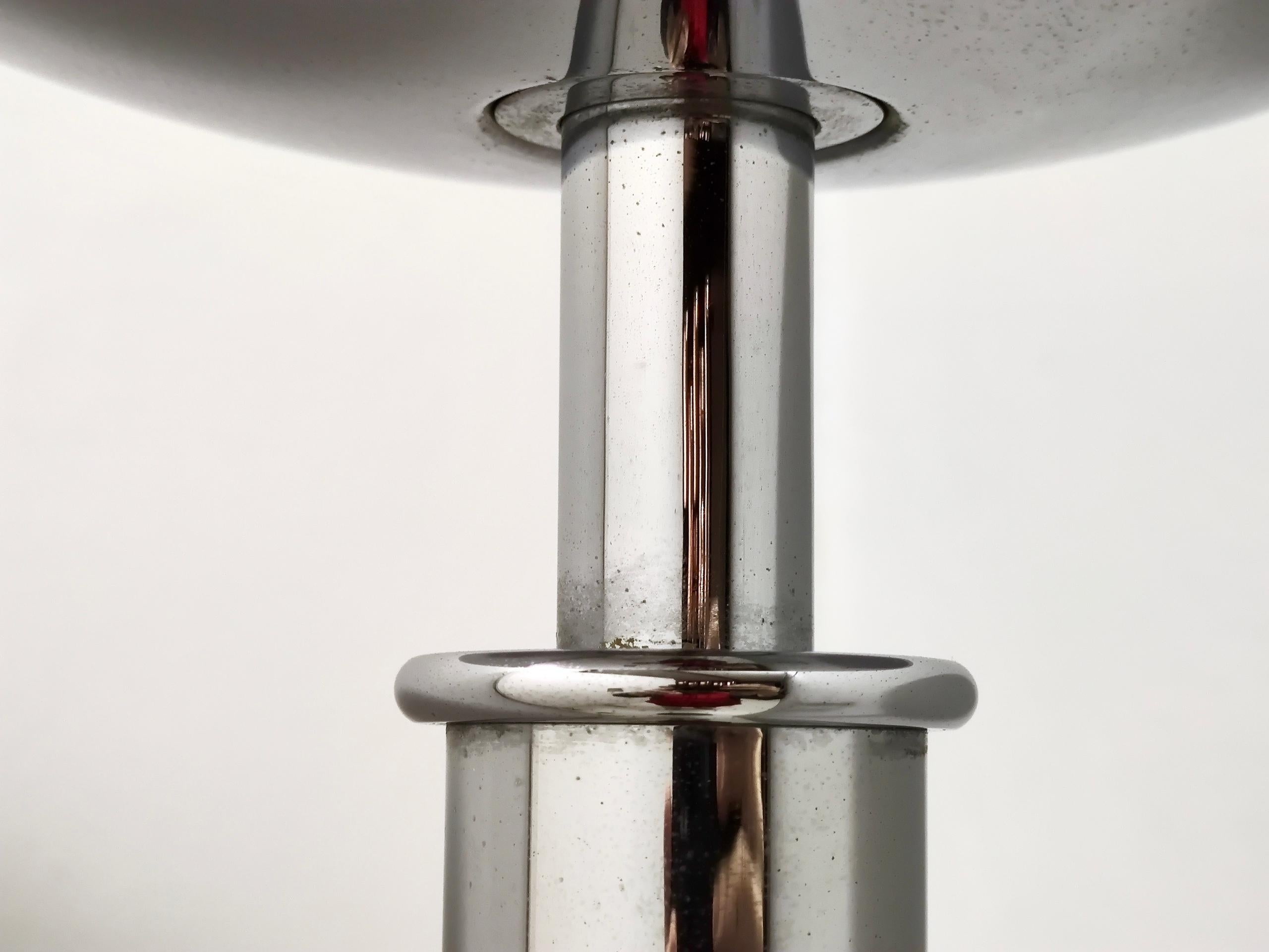 Etched Postmodern Chrome-Plated Metal Floor Lamp in the style of Franco Albini Italy For Sale