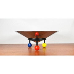 Postmodern Chrome Tripod Metal Bowl, 1980s