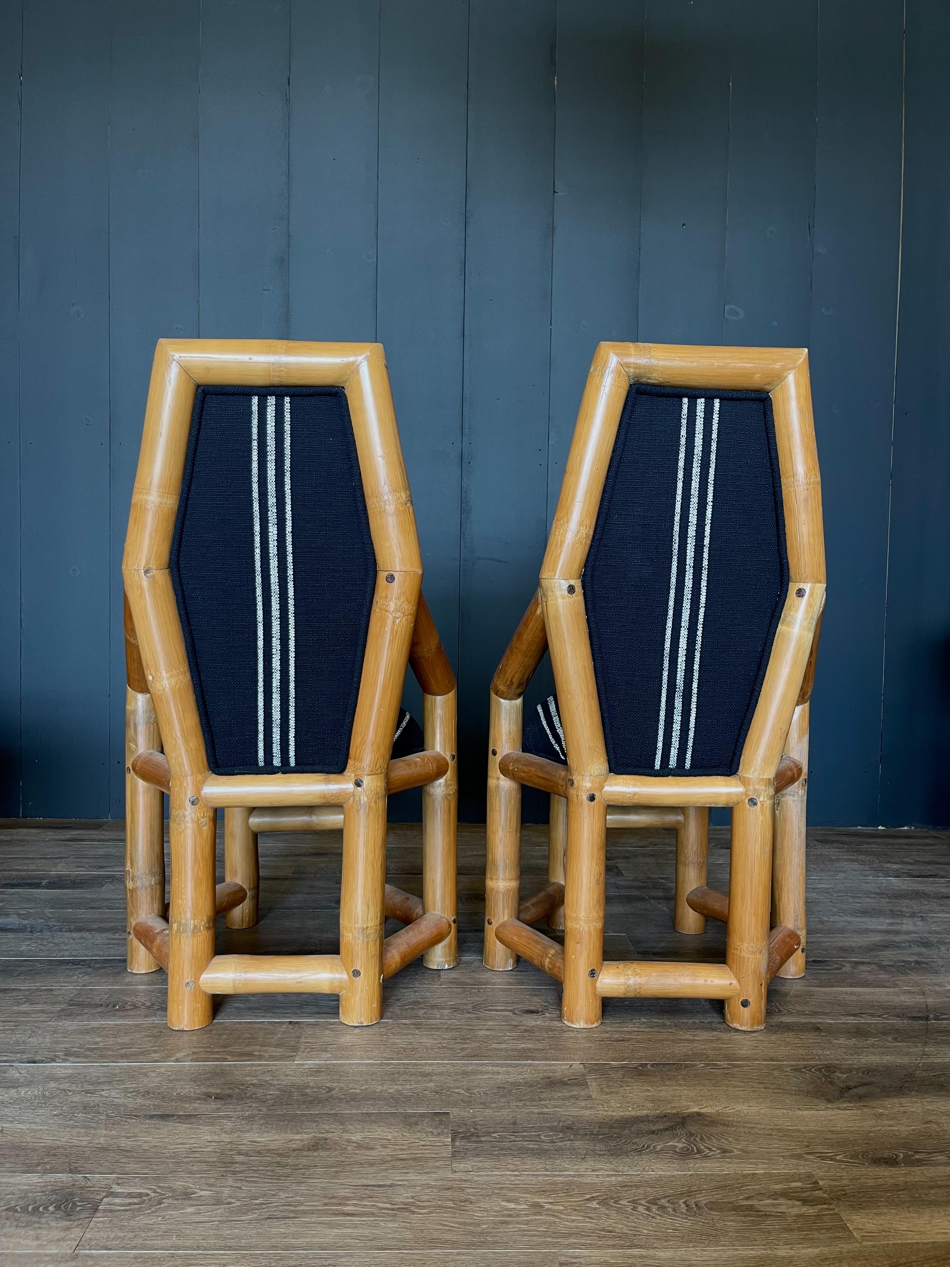 Bohemian Pair Postmodern Bamboo Accent Chairs, 3 Pairs Available For Sale