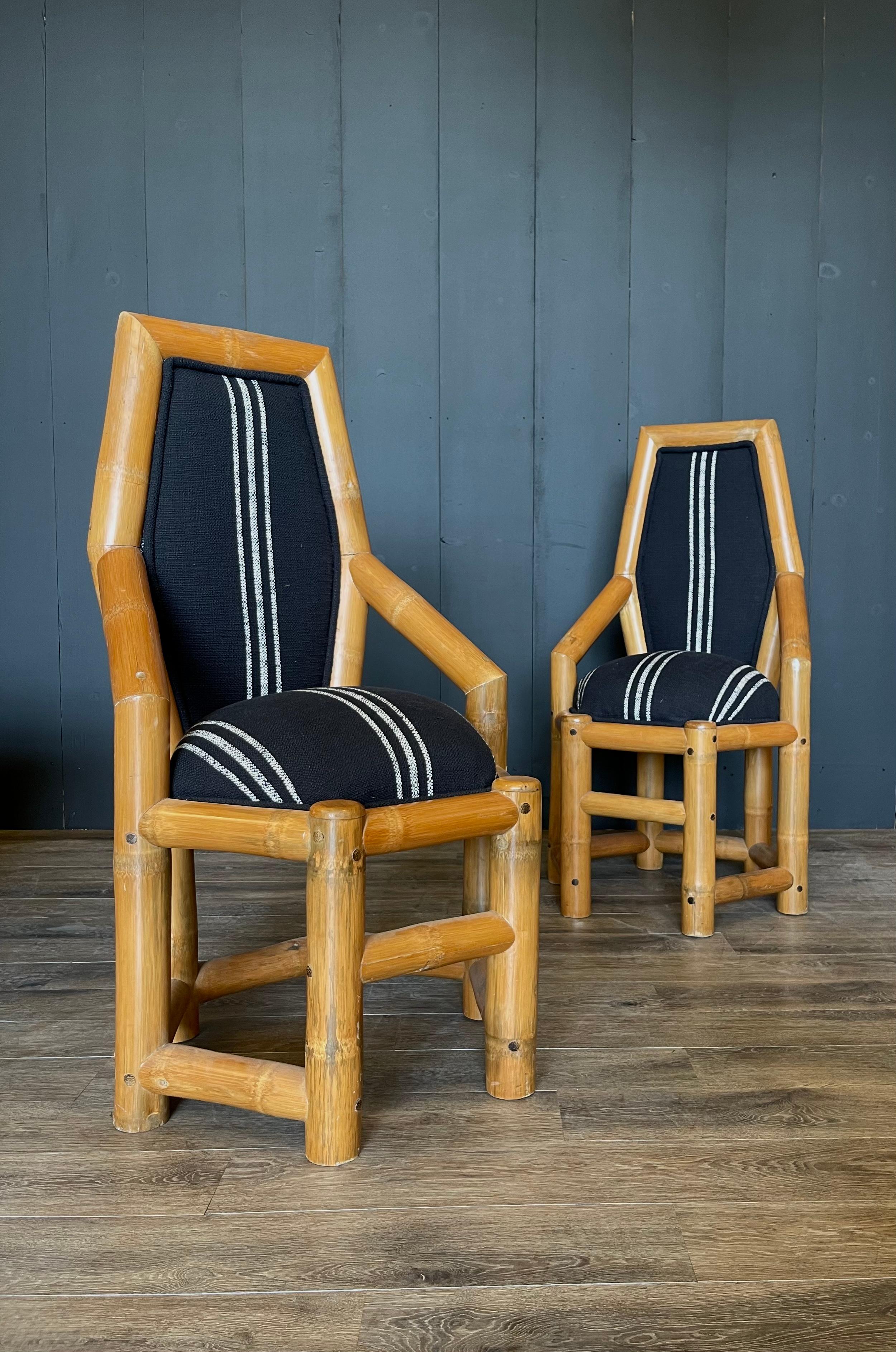 Unknown Pair Postmodern Bamboo Accent Chairs, 3 Pairs Available For Sale