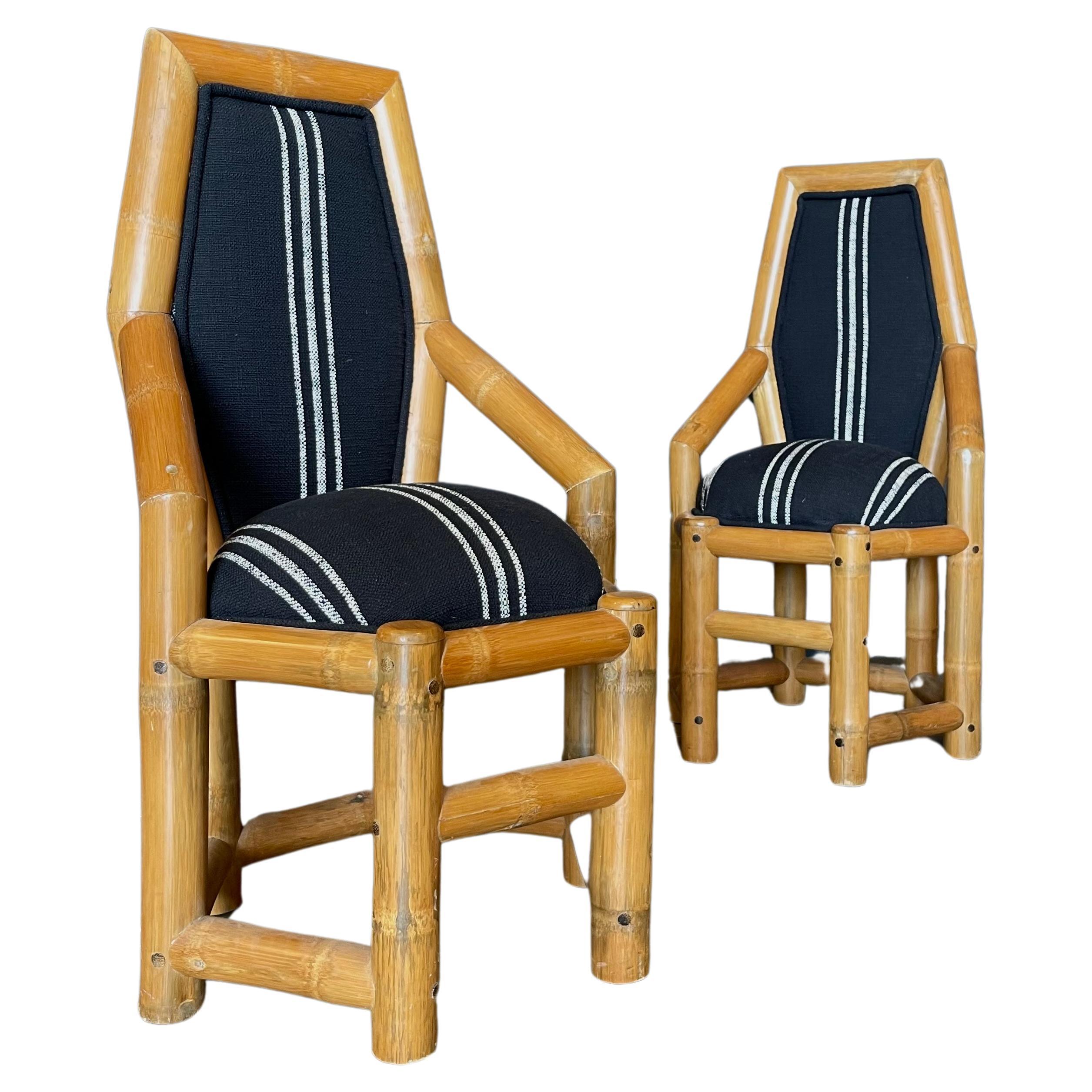 Pair Postmodern Bamboo Accent Chairs, 3 Pairs Available