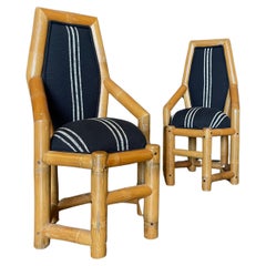 Vintage Postmodern Chunky Bamboo Accent Chair, 3 Pairs Available