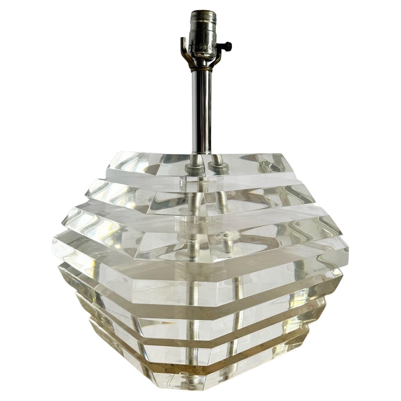 Postmodern Chunky Stacked Lucite Table Lamp