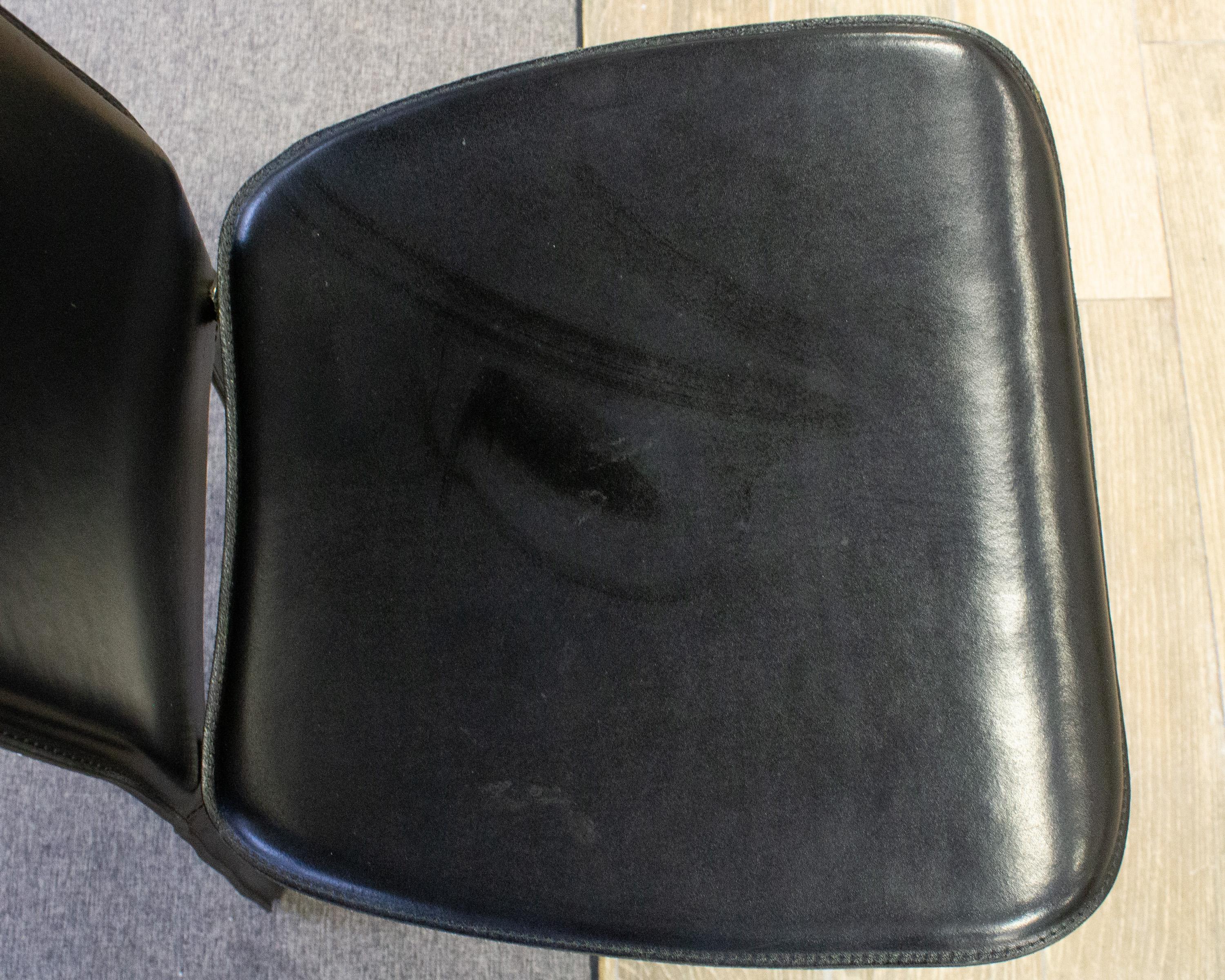 Postmodern Cidue Elementi d'Arredo Italian Black Leather Chairs 4