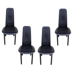 Postmodern Cidue Elementi d'Arredo Italian Black Leather Chairs