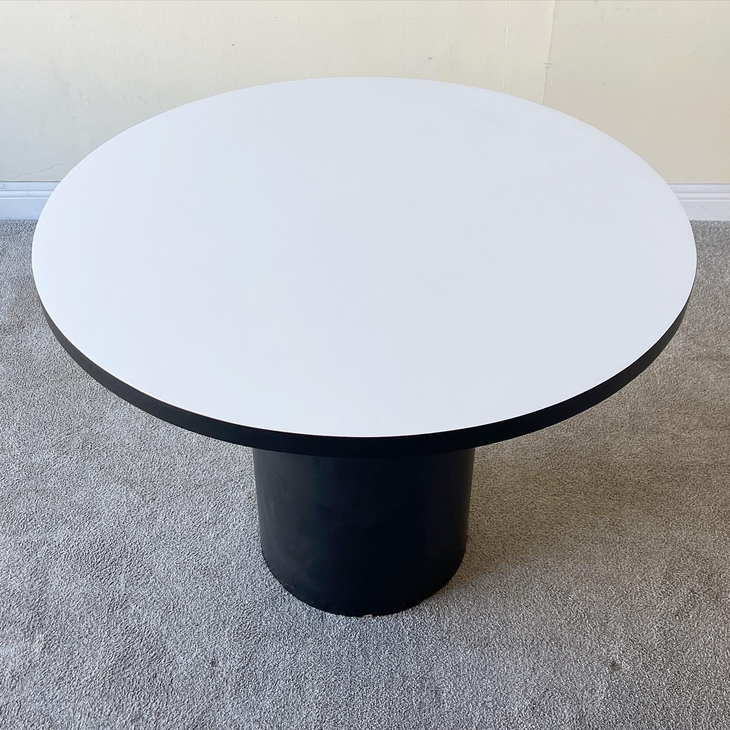 Post-Modern Postmodern Circular Black & White Laminate Dining Table