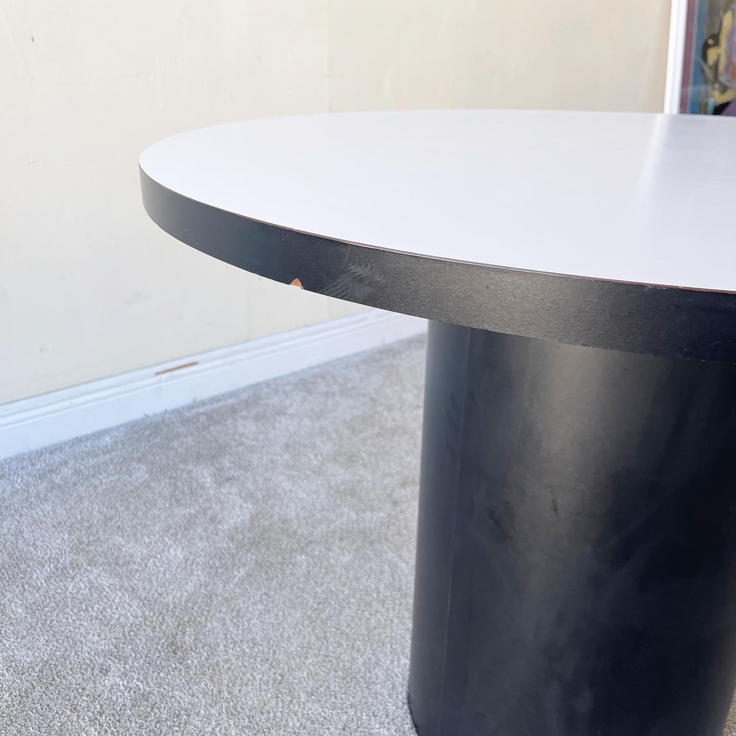 Late 20th Century Postmodern Circular Black & White Laminate Dining Table