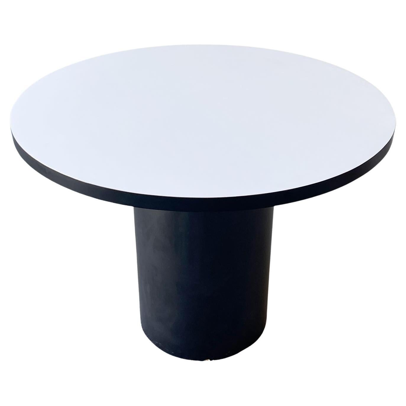 Postmodern Circular Black & White Laminate Dining Table