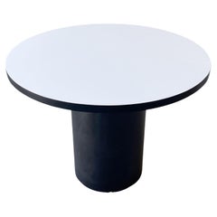 Retro Postmodern Circular Black & White Laminate Dining Table