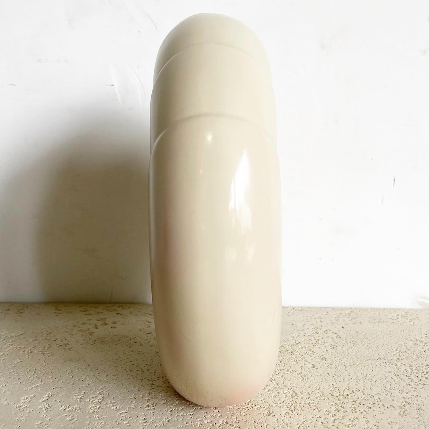 Postmodern Circular Cream Vase by Haeger For Sale 3