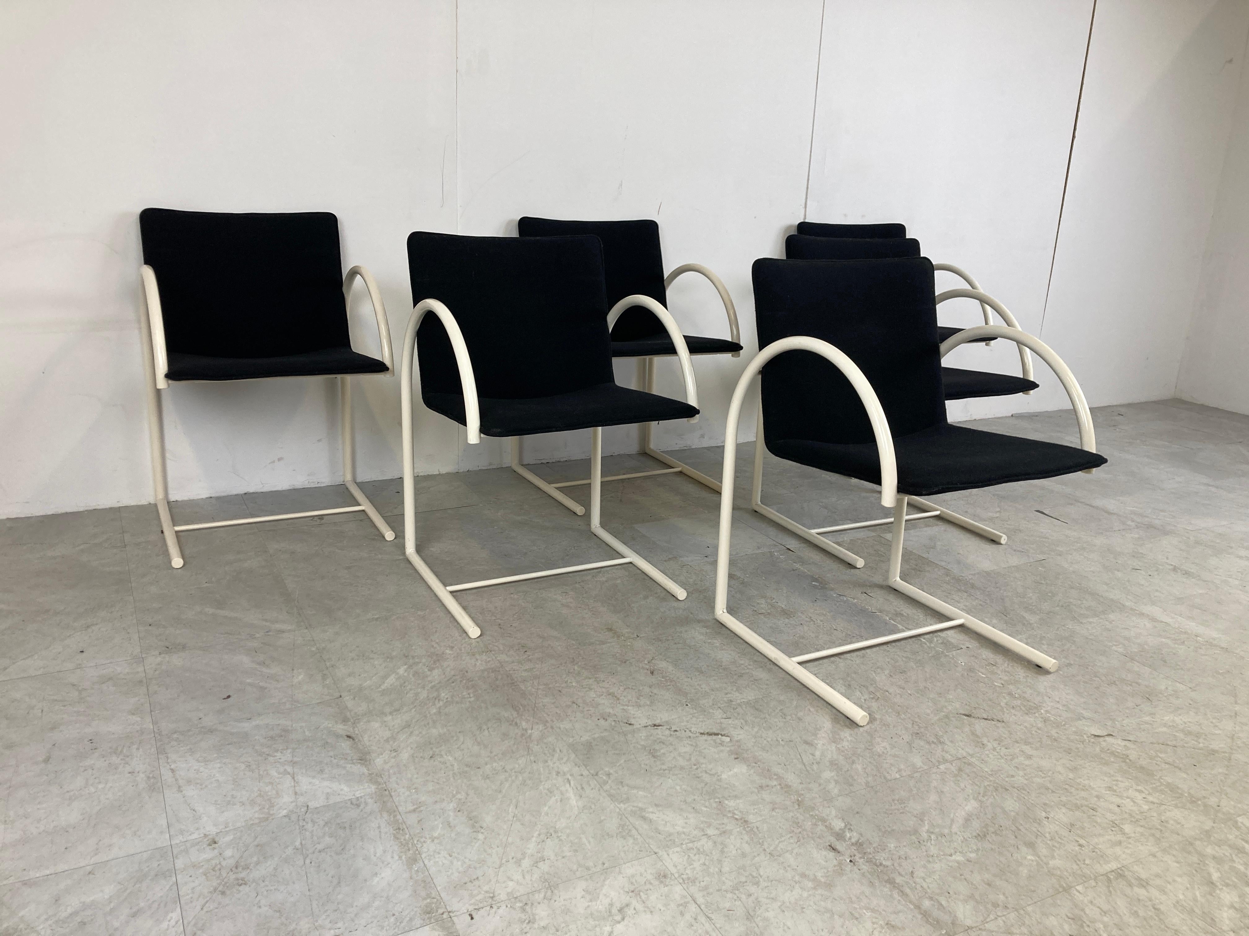 Metal Postmodern Cirkel Dining Chairs by Metaform, 1980s, Set of 6 For Sale