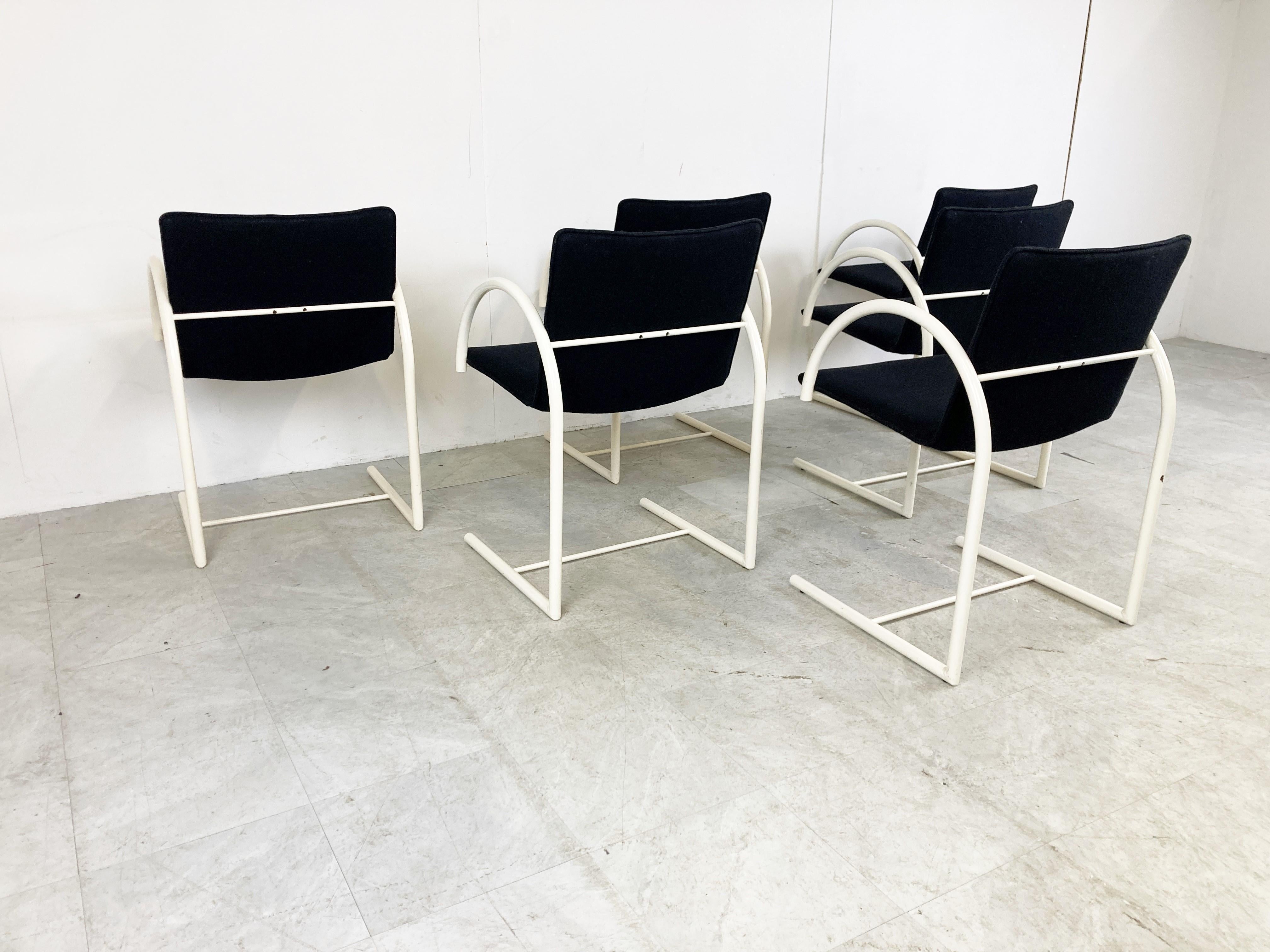 Metal Postmodern Cirkel Dining Chairs by Metaform, 1980s, Set of 6 For Sale