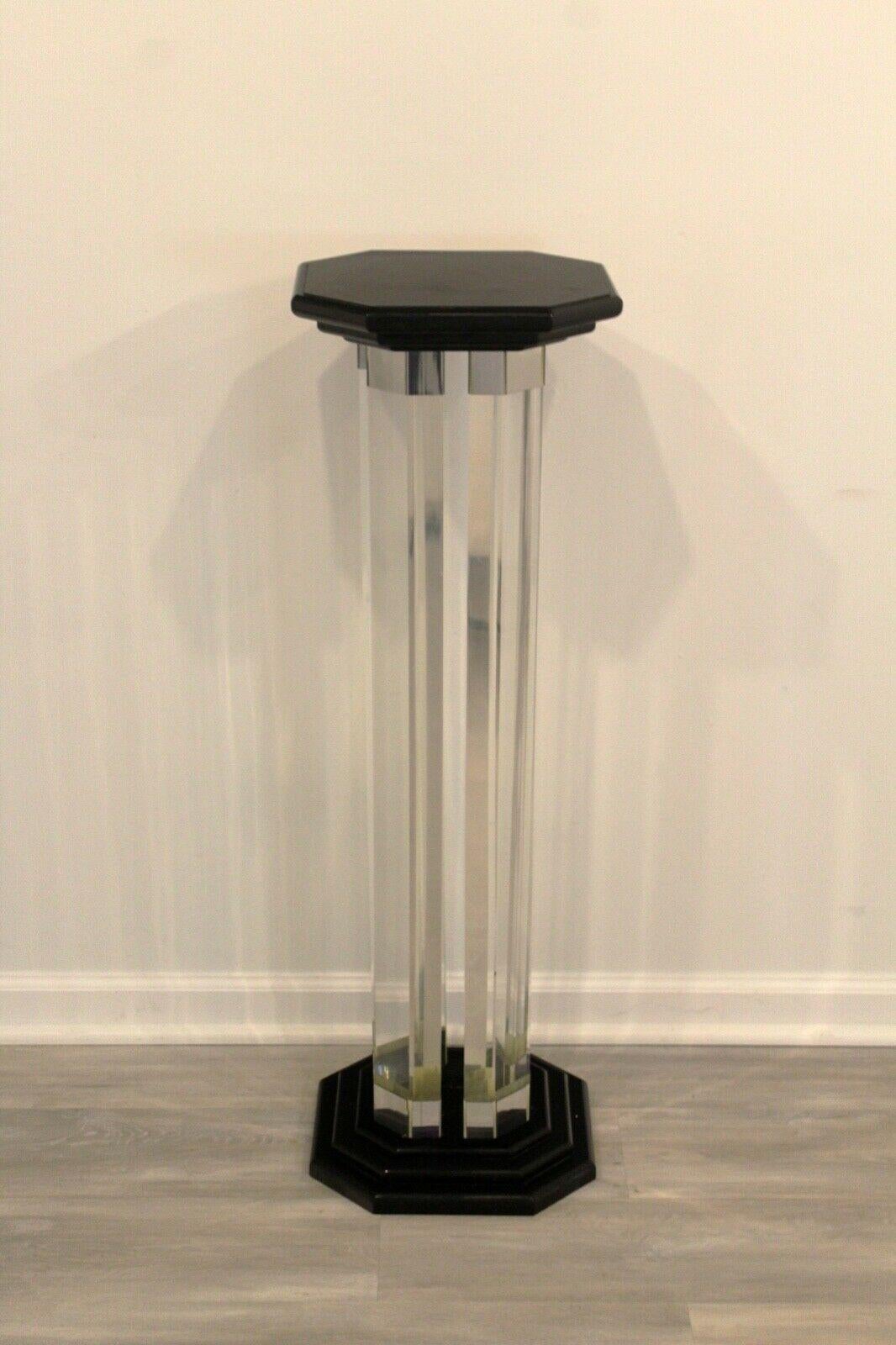 Late 20th Century Postmodern Clear Lucite, Mirror and Black Pedestal, 1980's