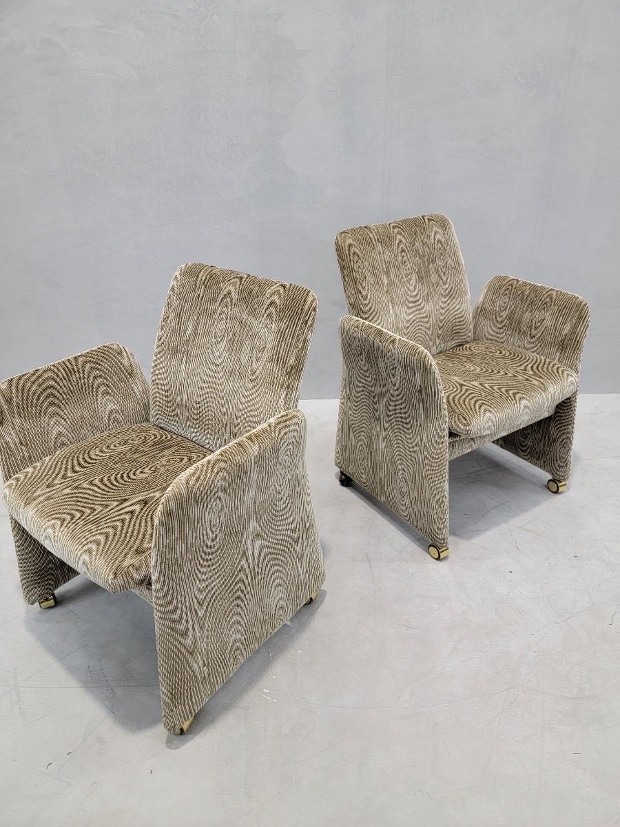 American Postmodern Club Chairs by Chromcraft Newly Upholstered in Chenille - Set of 4 For Sale