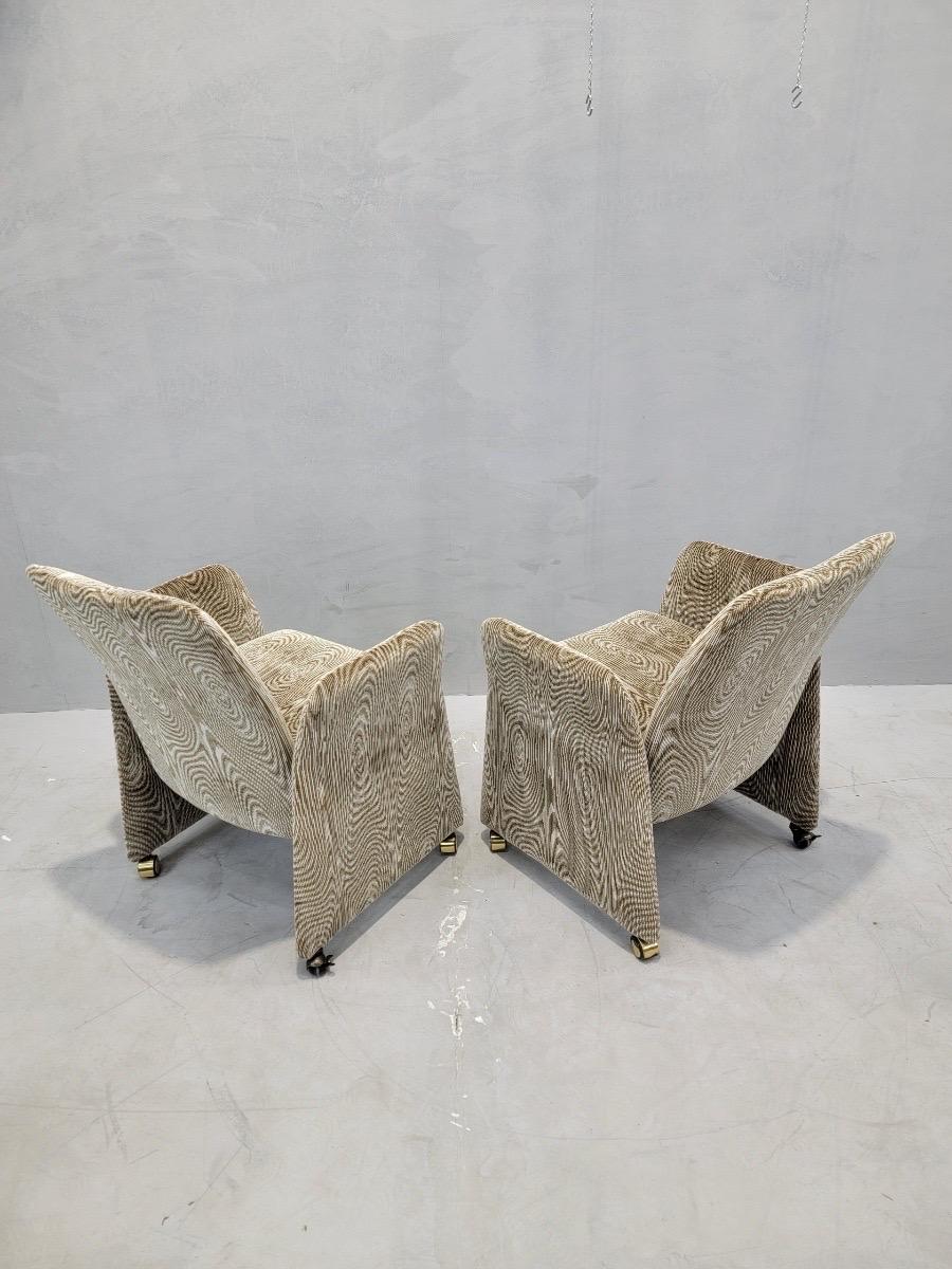 Postmodern Club Chairs by Chromcraft Newly Upholstered in Chenille - Set of 4 In Good Condition For Sale In Chicago, IL