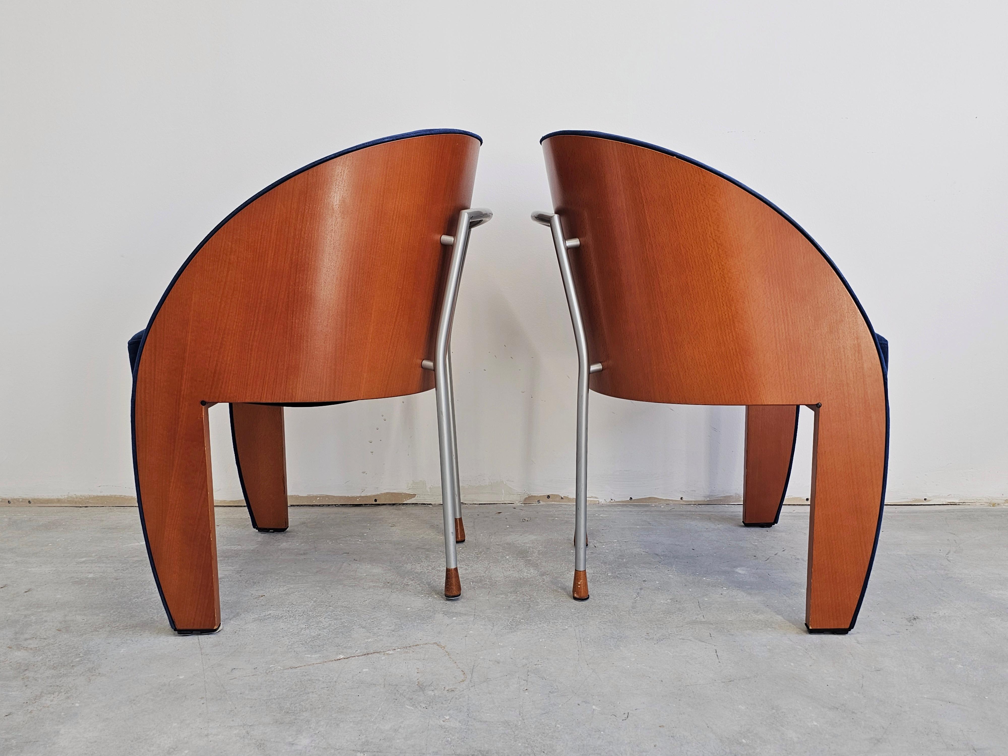French Postmodern Club or Side Chairs by Ligne Roset, France 1980s For Sale