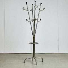 Postmodern Coat Rack with Four Arms, Umbrella Holder and Black Vinyl Spheres