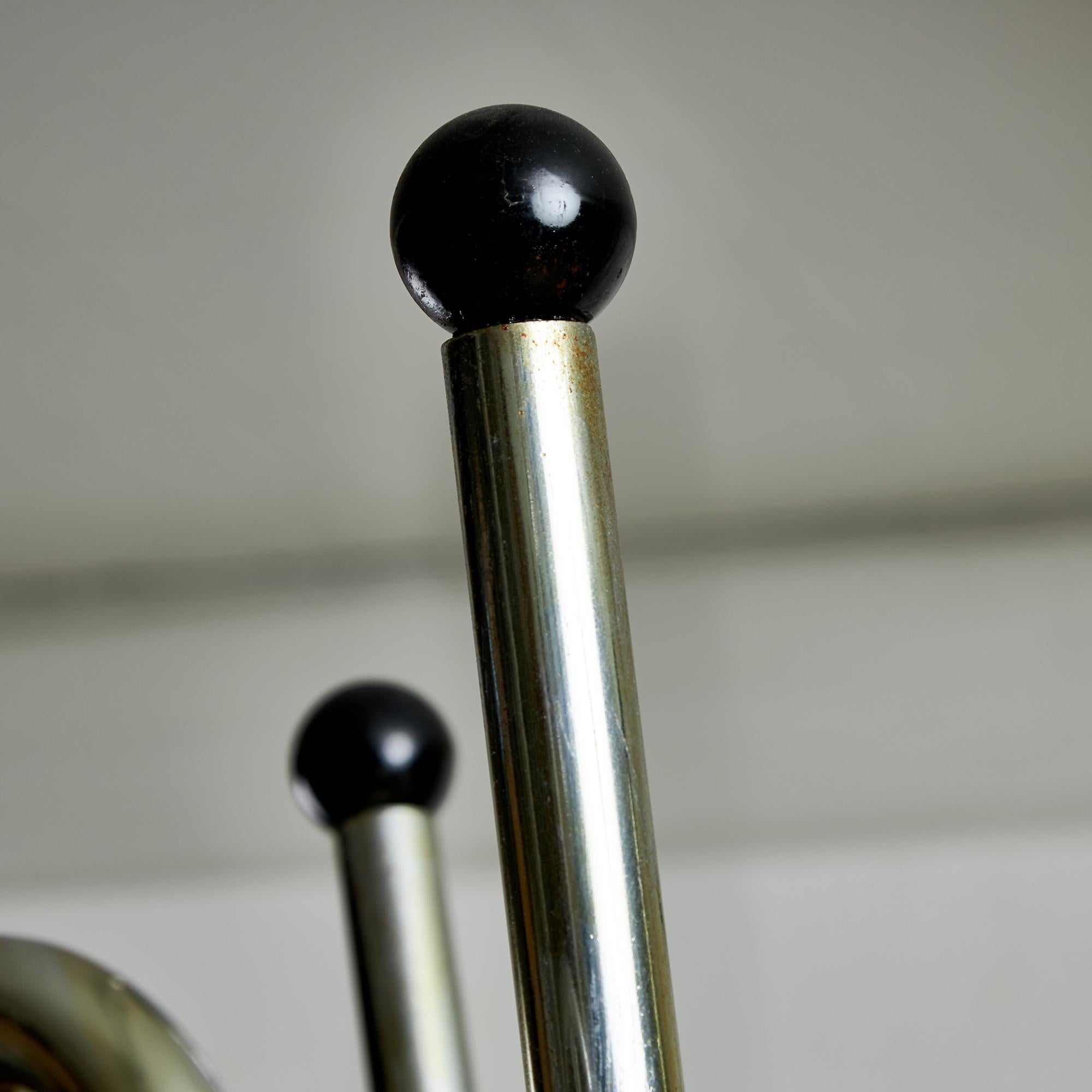 Postmodern Coat Rack with Four Arms, Umbrella Holder and Black Vinyl Spheres In Good Condition For Sale In Budapest, HU