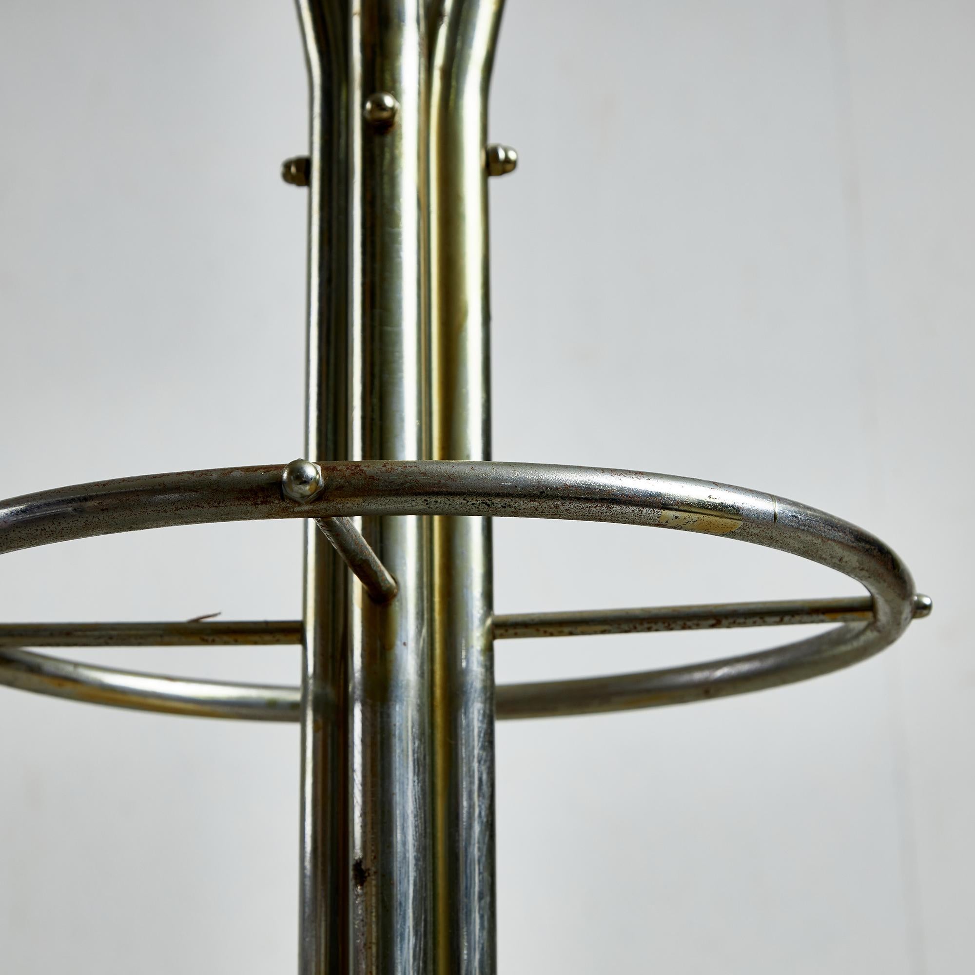 Postmodern Coat Rack with Four Arms, Umbrella Holder and Black Vinyl Spheres For Sale 2