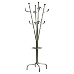 Postmodern Coat Rack with Four Arms, Umbrella Holder and Black Vinyl Spheres